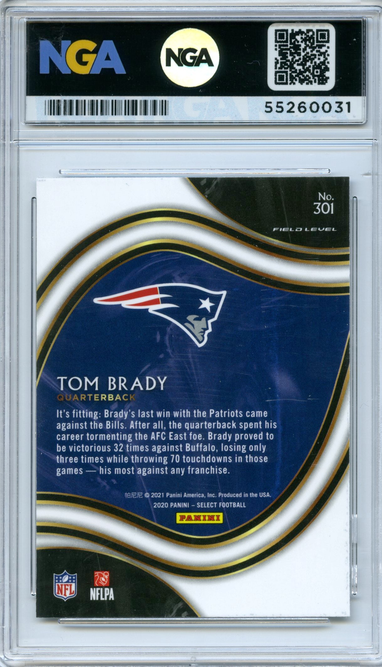 2020 Panini Select #301 Tom Brady NGA 10
