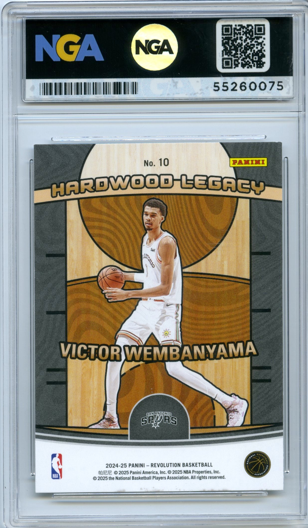 2024-25 Panini Revolution #10 Victor Wembanyama Hardwood Legacy NGA 10