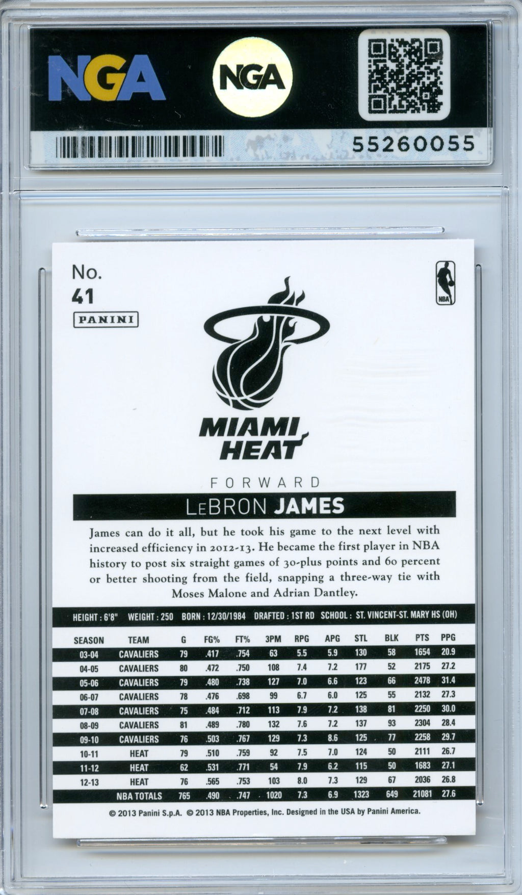 2013-14 Panini NBA (International) #41 LeBron James NGA 10