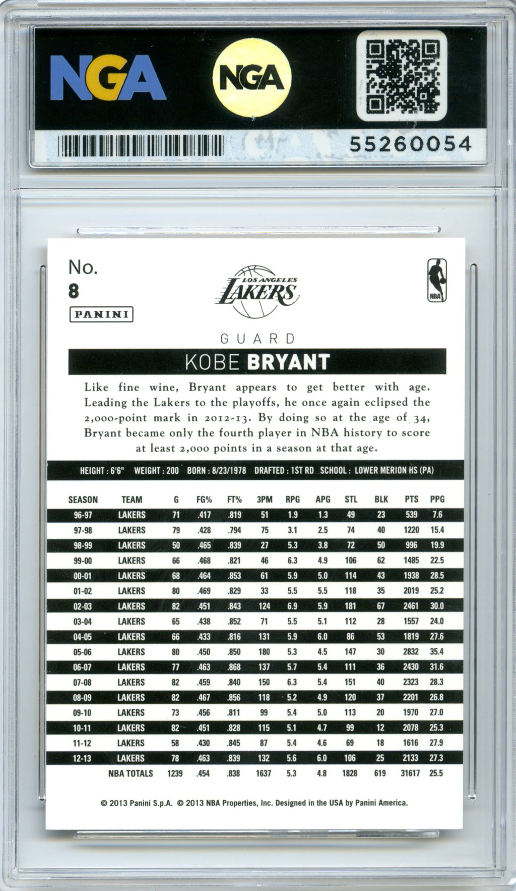 2013-14 Panini NBA (International) #8 Kobe Bryant NGA 10