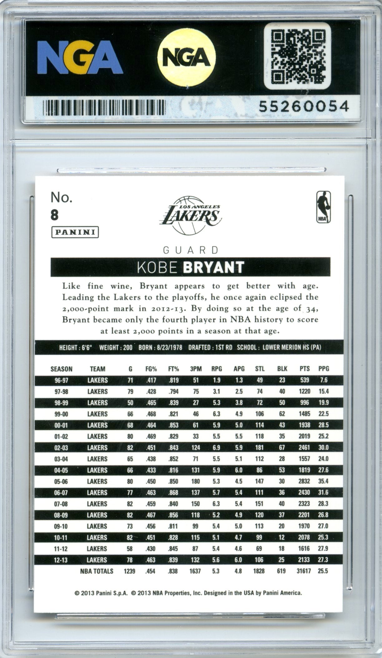 2013-14 Panini NBA (International) #8 Kobe Bryant NGA 10