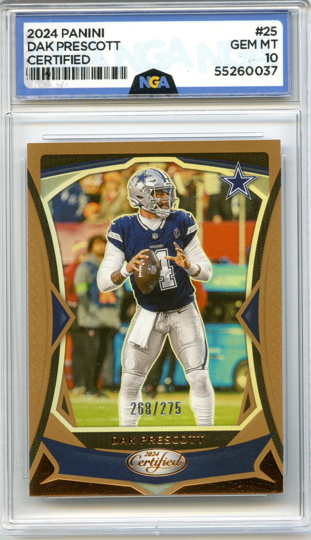 2024 Panini Certified #25 Dak Prescott Mirror Bronze NGA 10 #/275