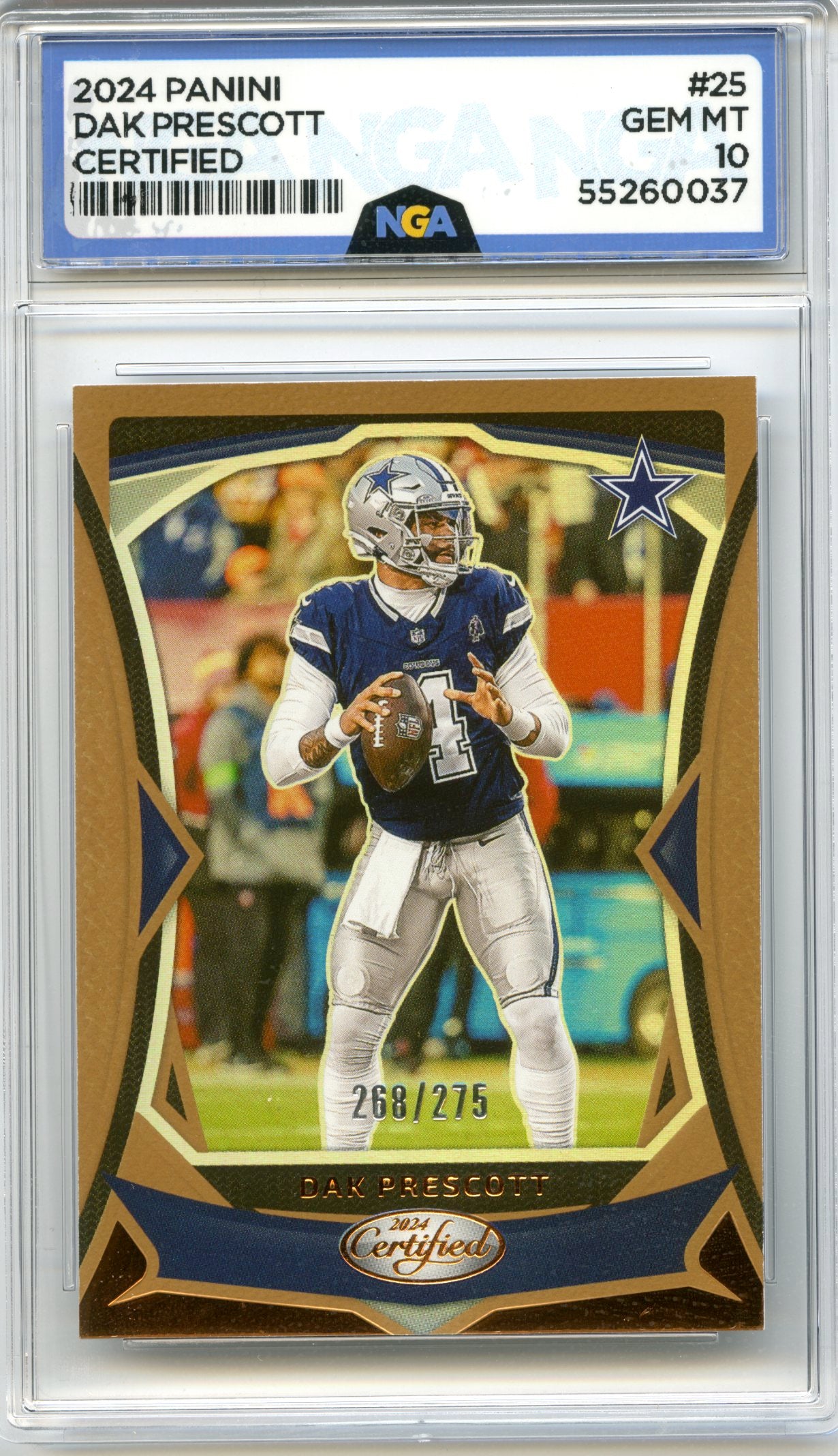 2024 Panini Certified #25 Dak Prescott Mirror Bronze NGA 10 #/275