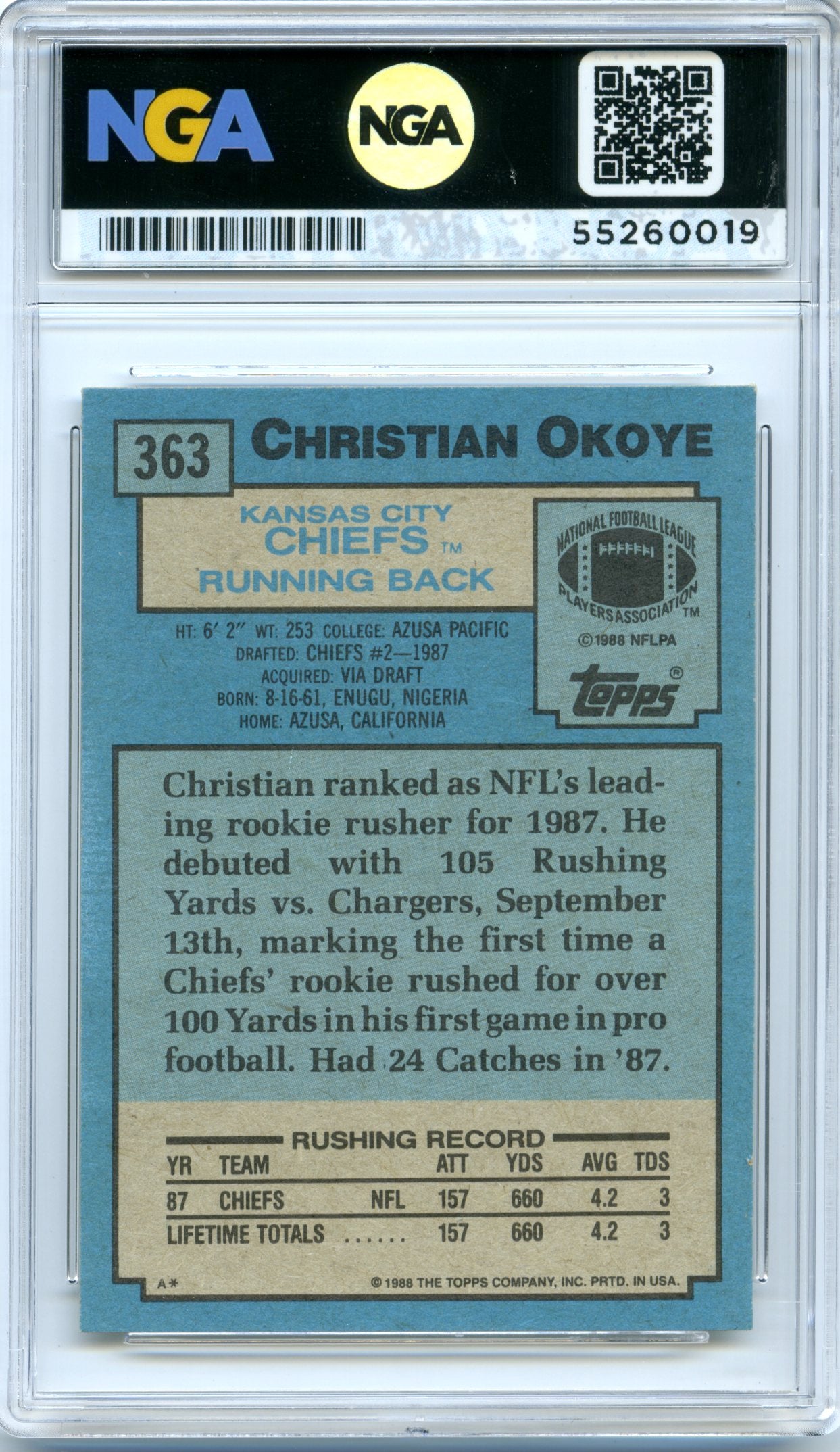 2001 Topps Archives Reserve #15 Christian Okoye NGA 10