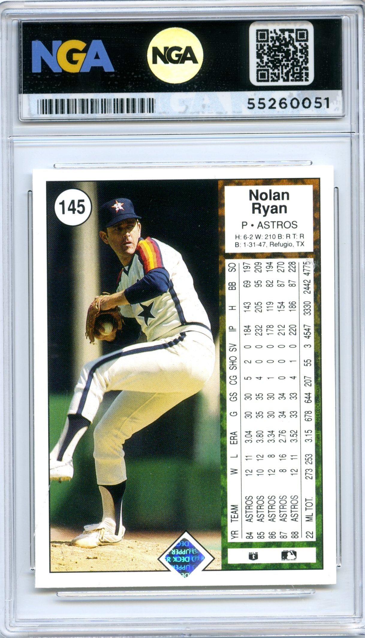 1989 Upper Deck #145 Nolan Ryan NGA 10