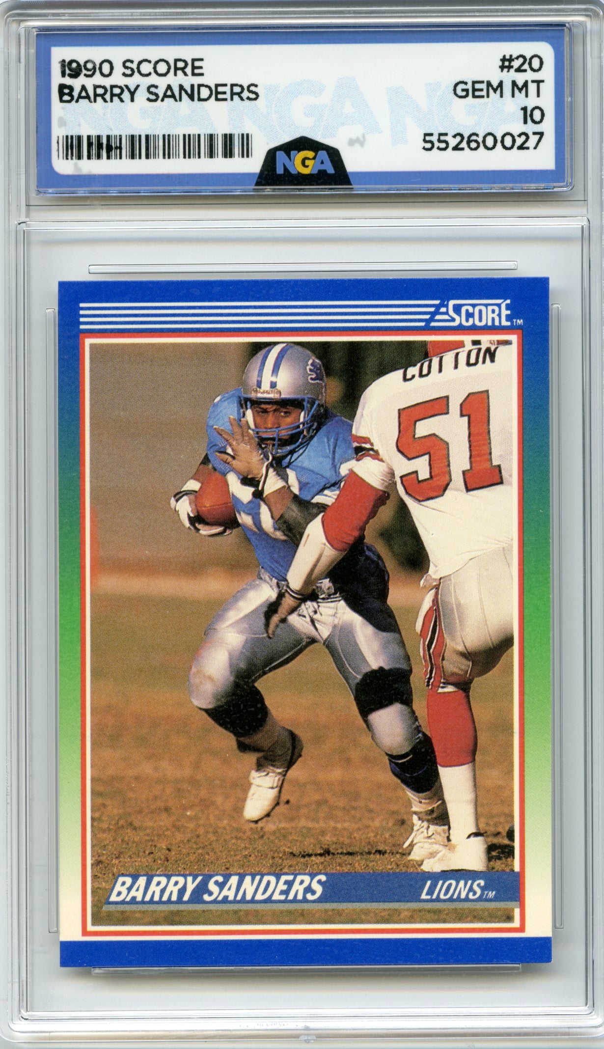 1990 Score 100 Hottest #5 Barry Sanders NGA 10
