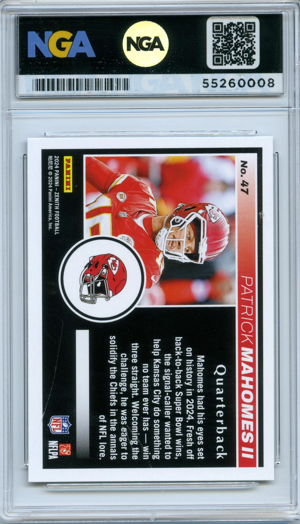 2024 Panini Zenith #47 Patrick Mahomes II NGA 10