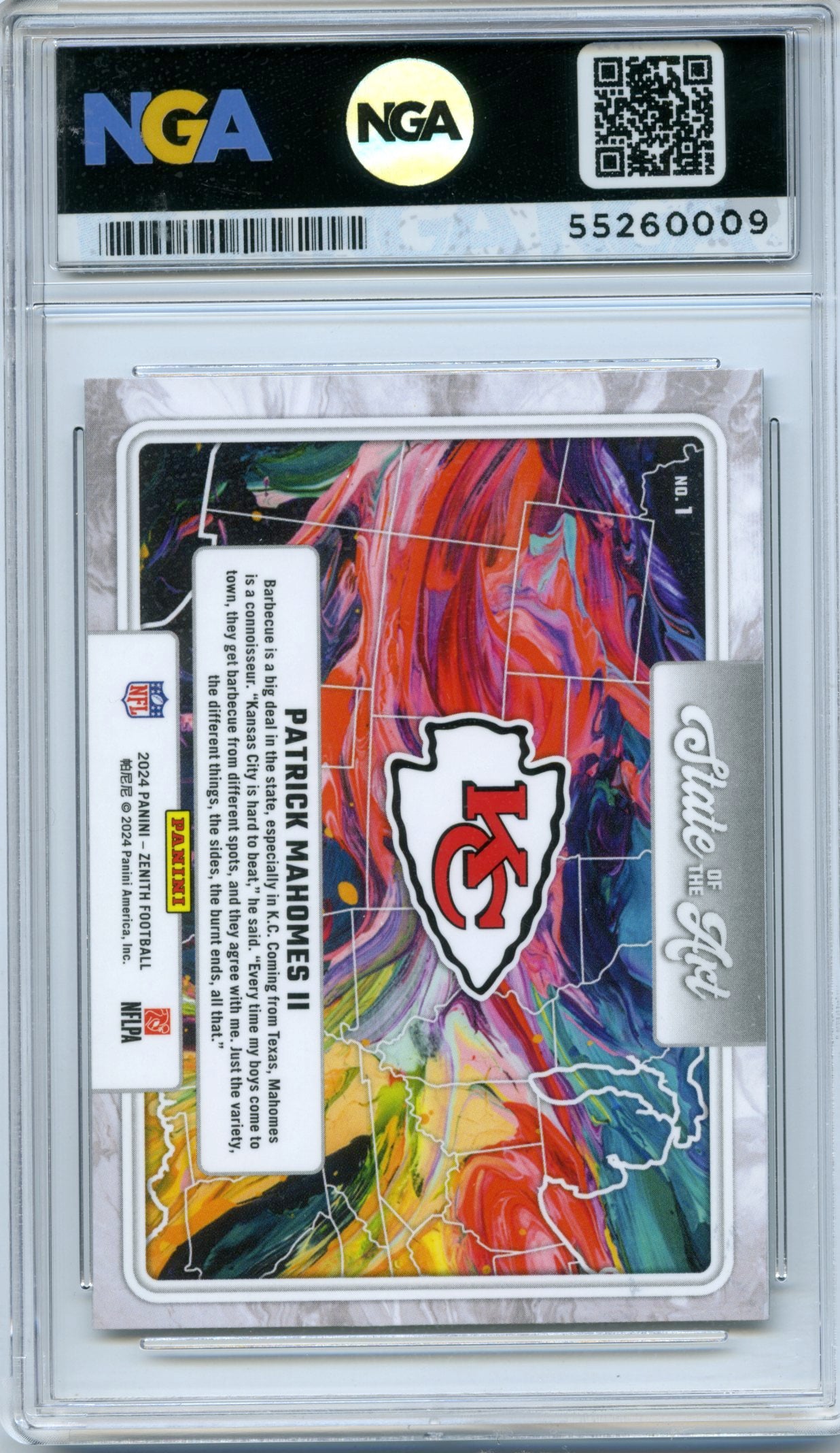2024 Panini Zenith #1 Patrick Mahomes II State of the Art Red NGA 10 #/49
