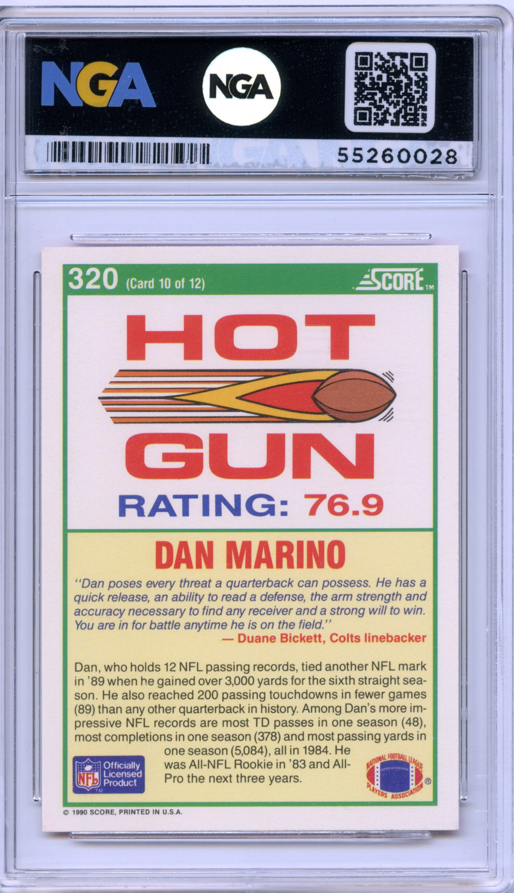 1990 Score #320 Dan Marino NGA 10