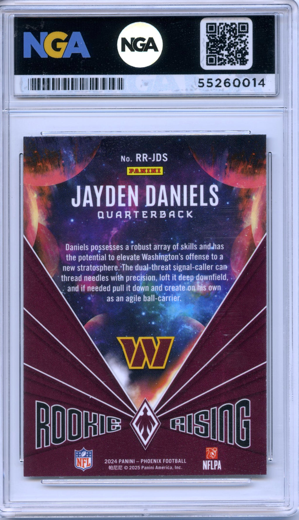 2024 Panini Phoenix #RR-JDS Jayden Daniels Rookie Rising Stars NGA 10
