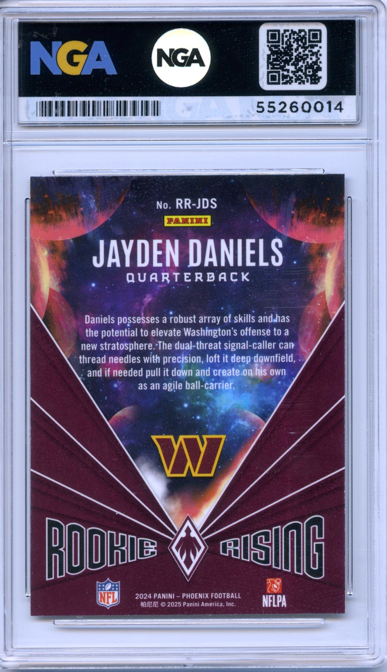 2024 Panini Phoenix #RR-JDS Jayden Daniels Rookie Rising Stars NGA 10
