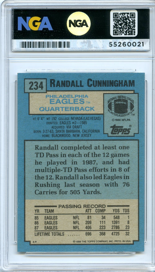 1988 Topps #234 Randall Cunningham NGA 10