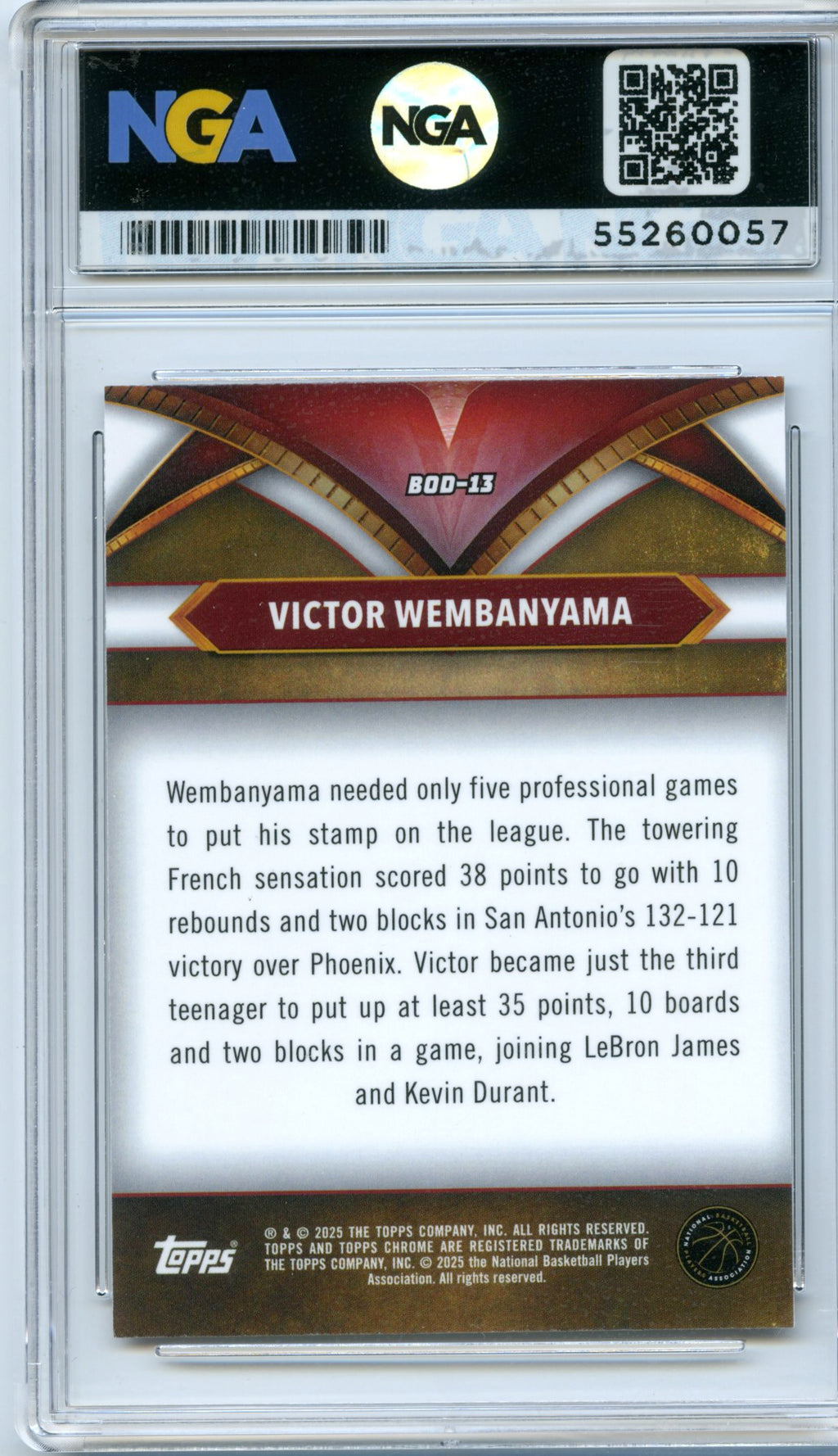 2024-25 Topps Chrome - Ball of Duty #BOD-13 Victor Wembanyama NGA 10