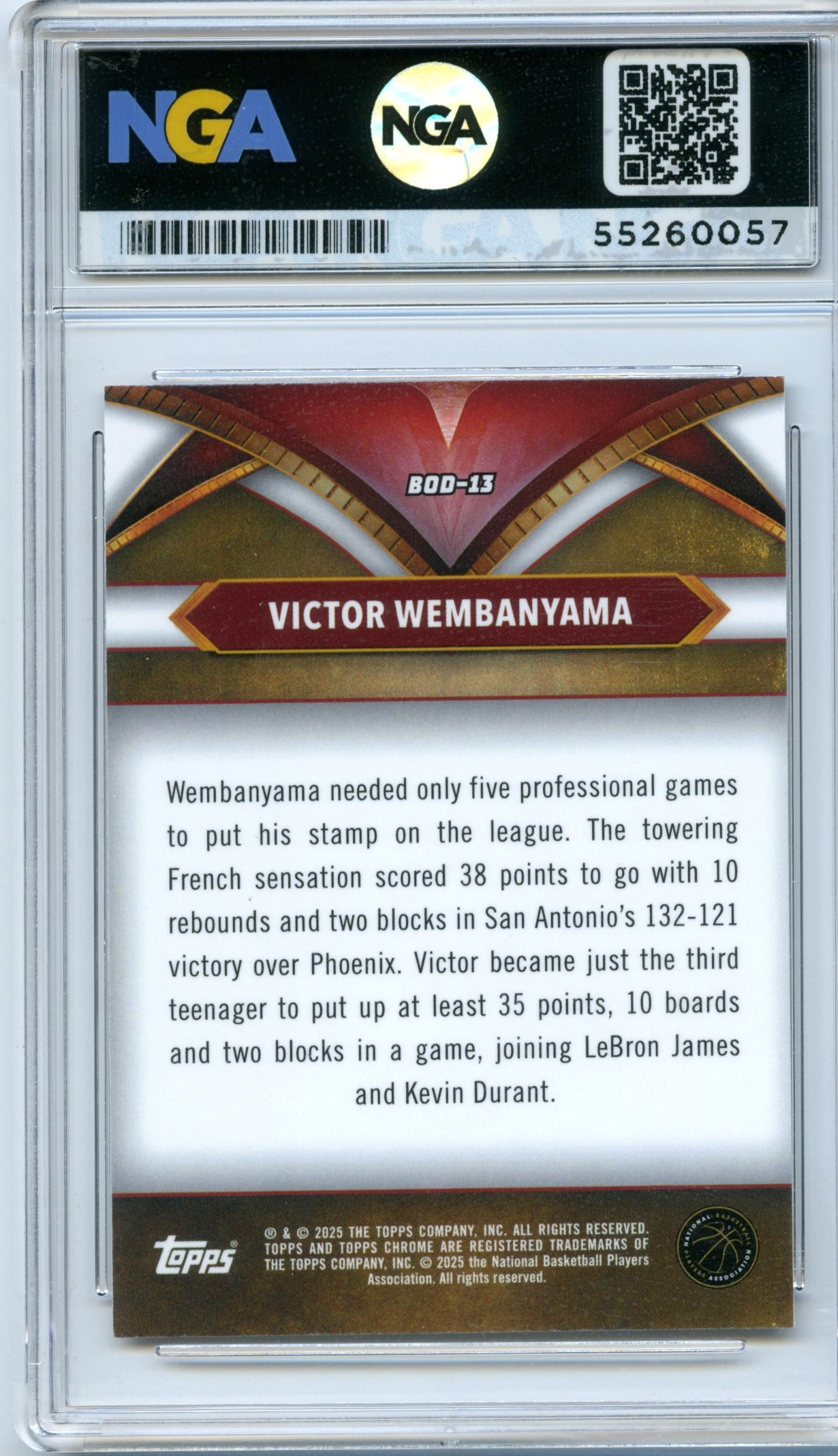2024-25 Topps Chrome - Ball of Duty #BOD-13 Victor Wembanyama NGA 10
