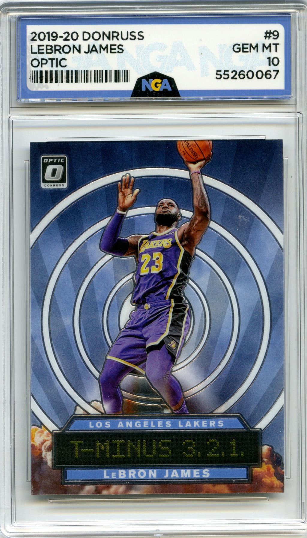 2019-20 Donruss Optic #9 LeBron James T-Minus 3, 2, 1, NGA 10