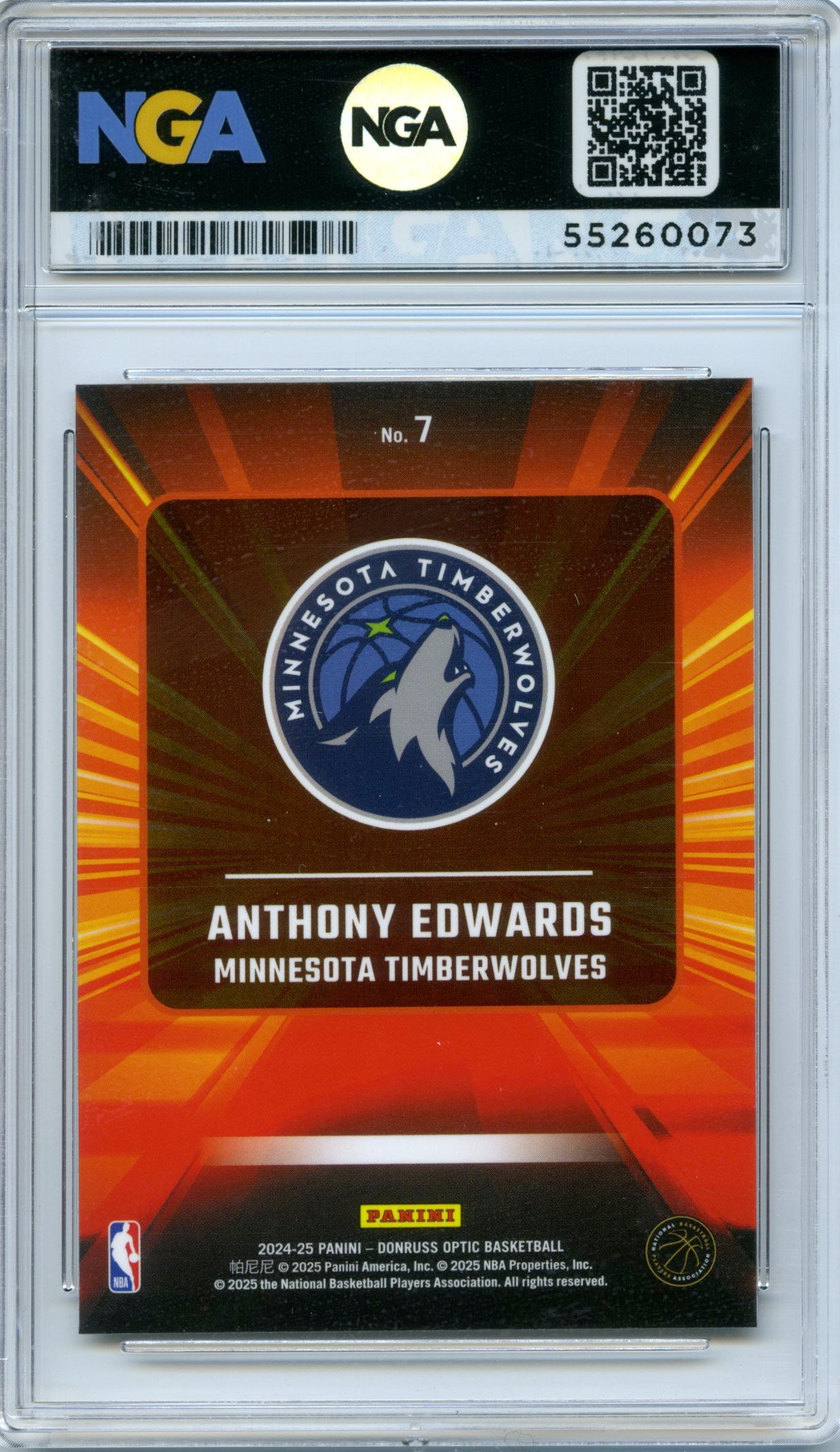 2024-25 Donruss Optic #7 Anthony Edwards Express Lane NGA 10