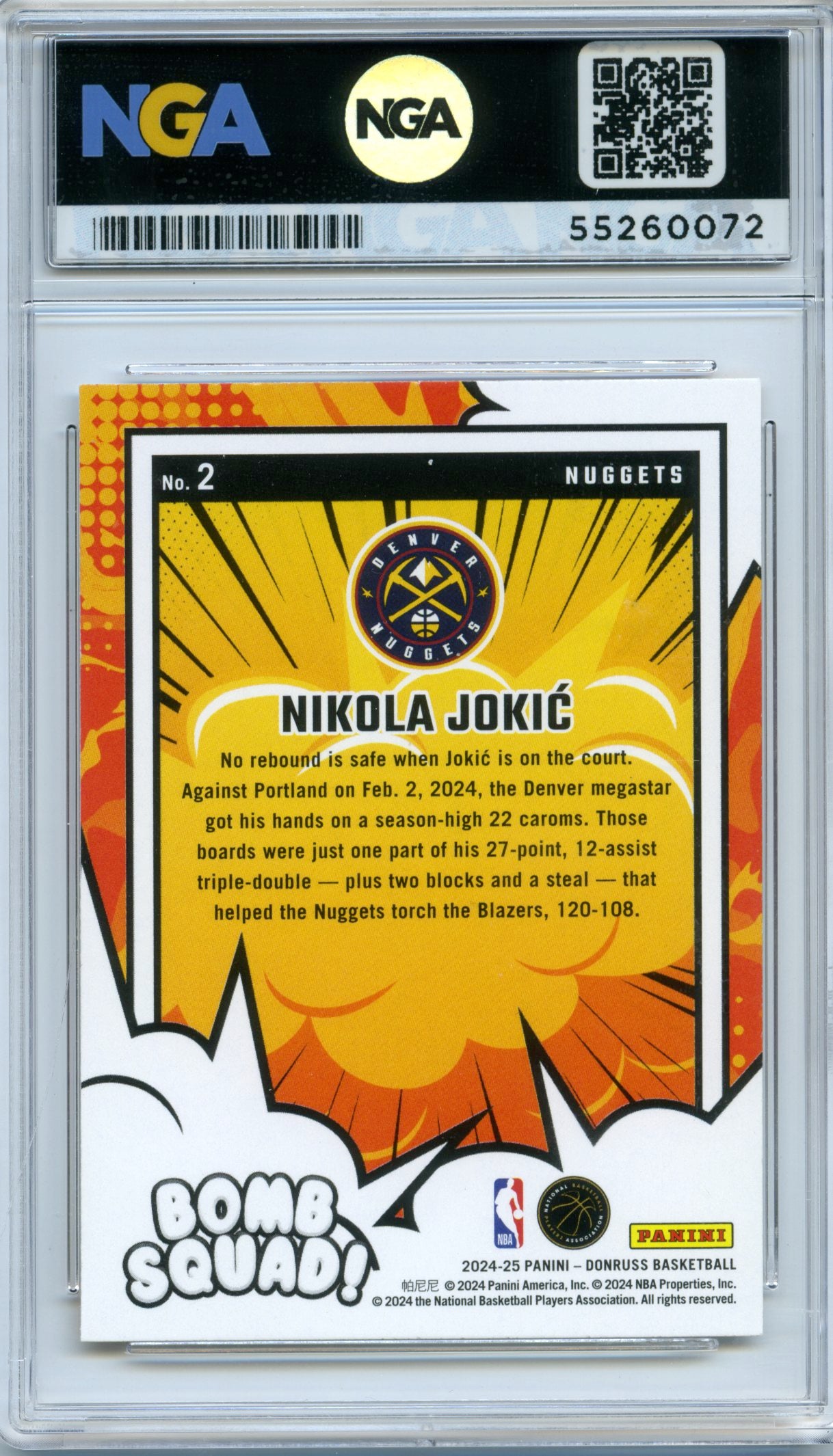 2024-25 Donruss #2 Nikola Jokic Bomb Squad NGA 10