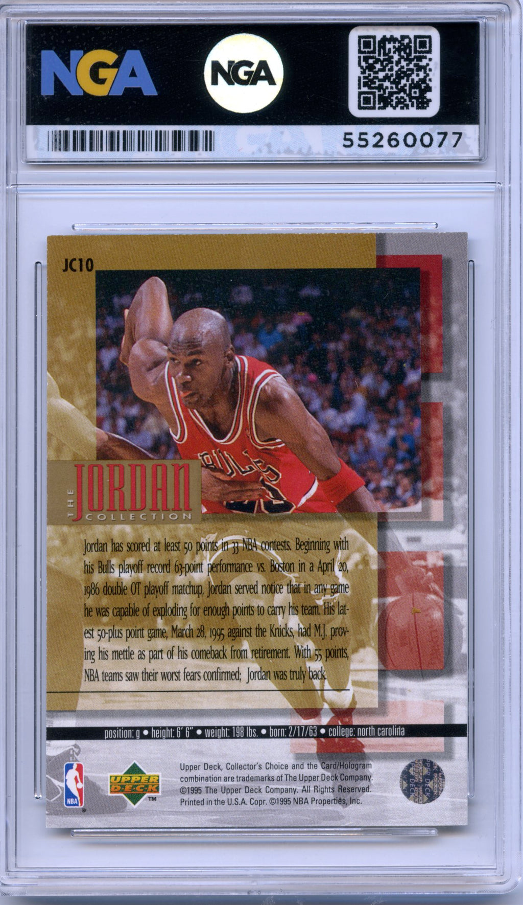 1995-96 Collector's Choice #JC10 Michael Jordan The Jordan Collection NGA 10