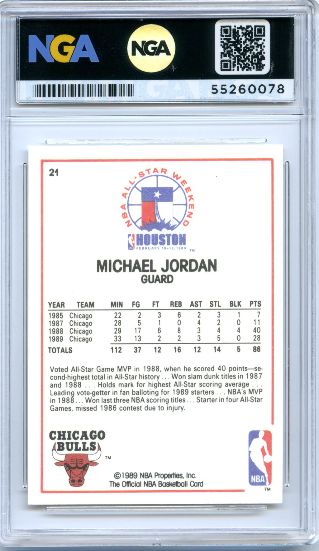 1989-90 Hoops All-Star Panels Perforated #21 Michael Jordan NGA 10
