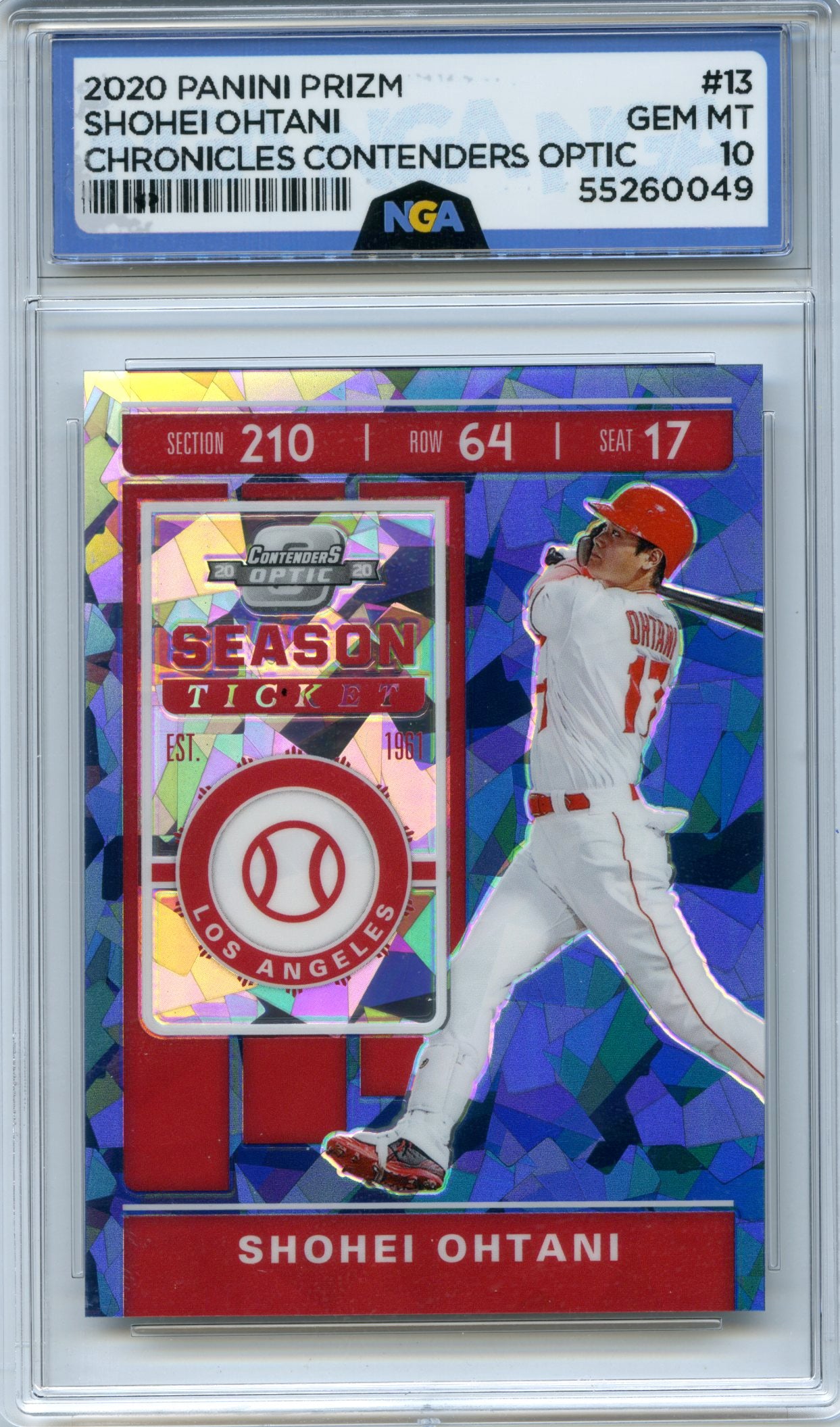 2020 Panini Chronicles #13 Shohei Ohtani Contenders Optic Holo NGA 10
