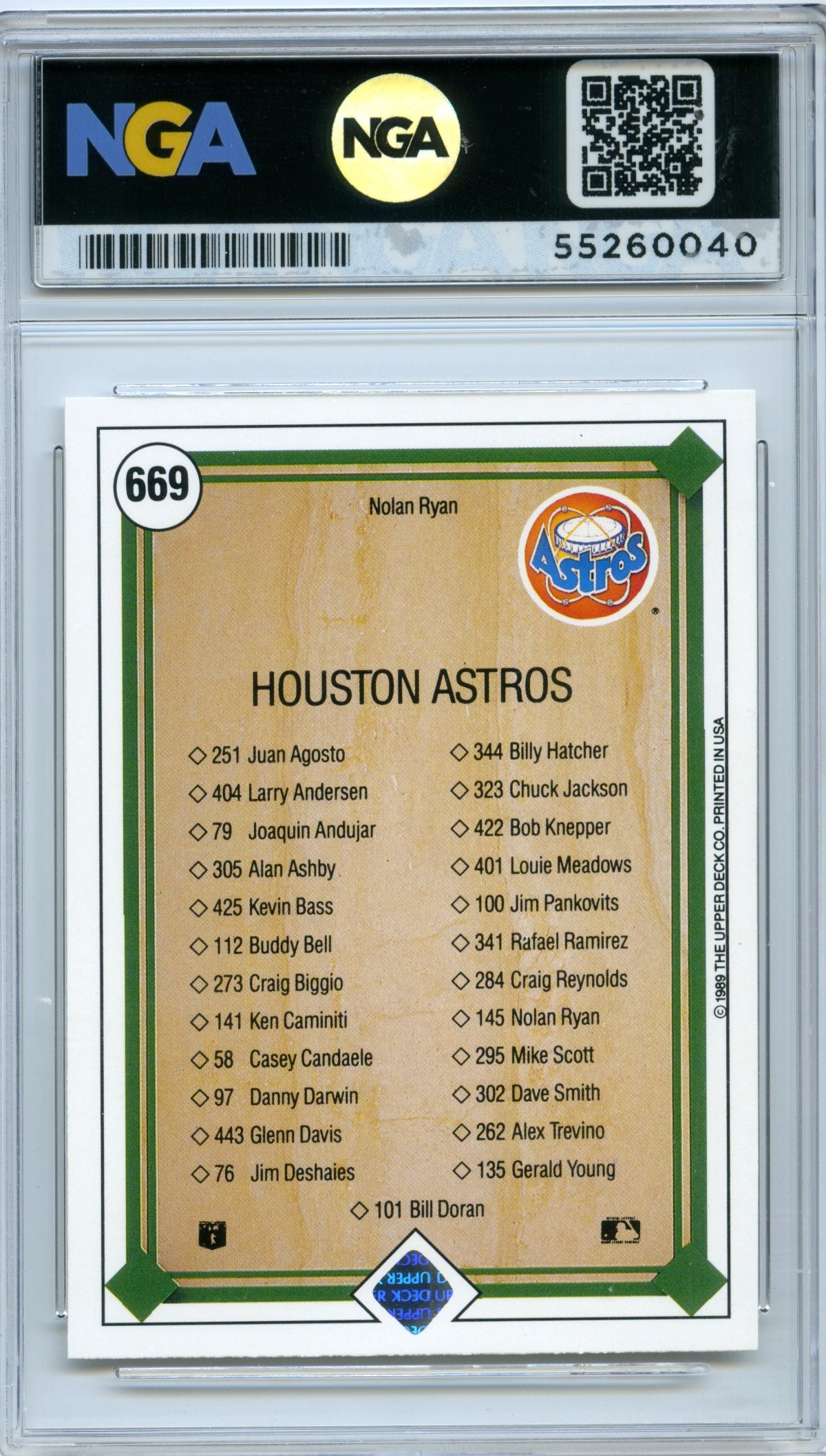 1989 Upper Deck #669 Nolan Ryan NGA 10