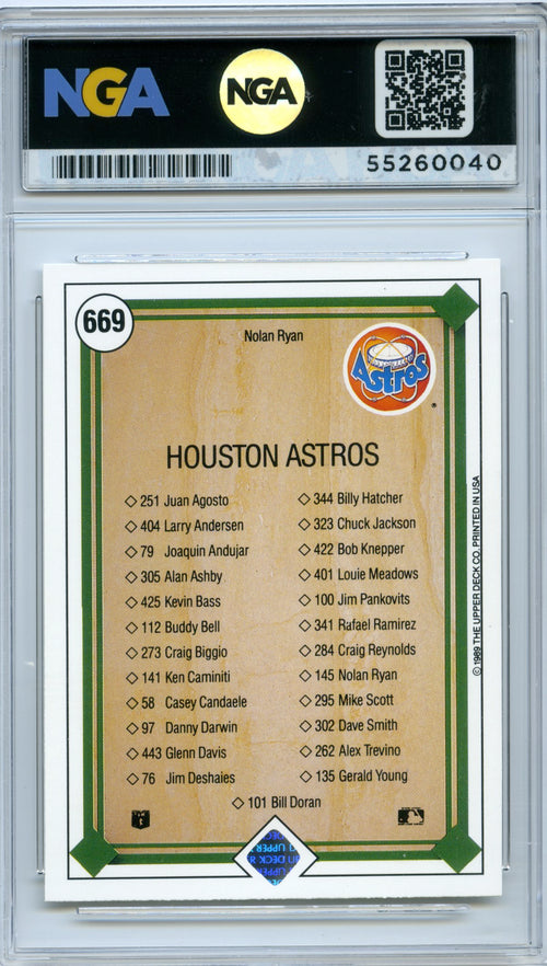 1989 Upper Deck #669 Nolan Ryan NGA 10