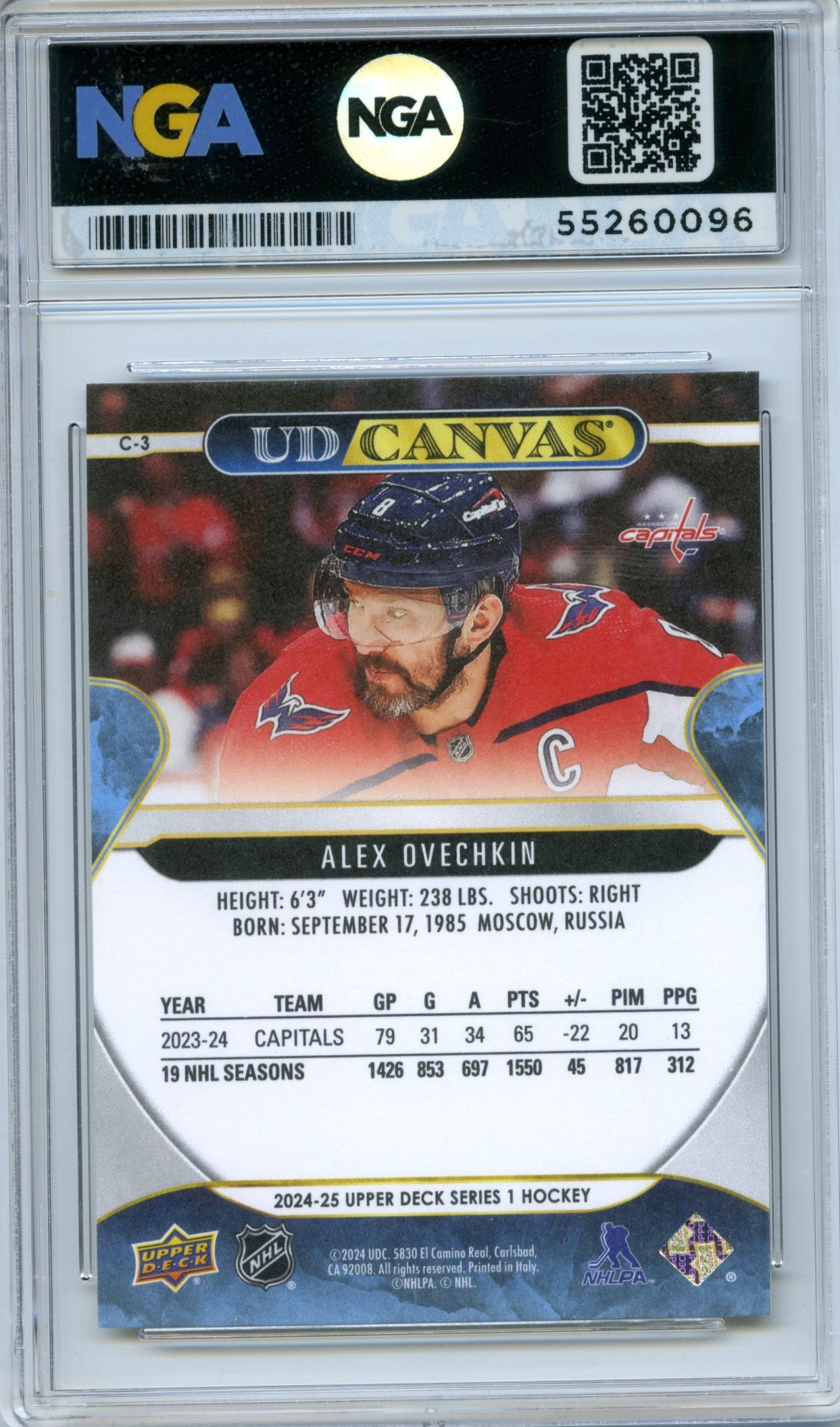 2024-25 Upper Deck #C-3 Alex Ovechkin UD Canvas NGA 10
