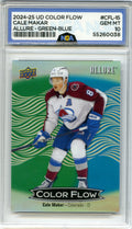 2024-25 Upper Deck Allure #CFL-15 Cale Makar Color Flow Green-Blue NGA 10