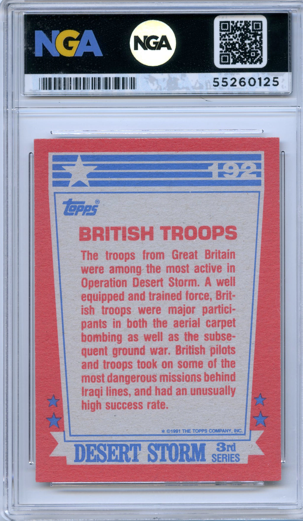 1991 Topps Desert Storm #192 British Troops NGA 10