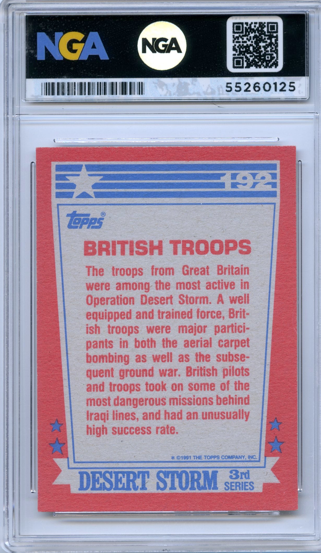 1991 Topps Desert Storm #192 British Troops NGA 10