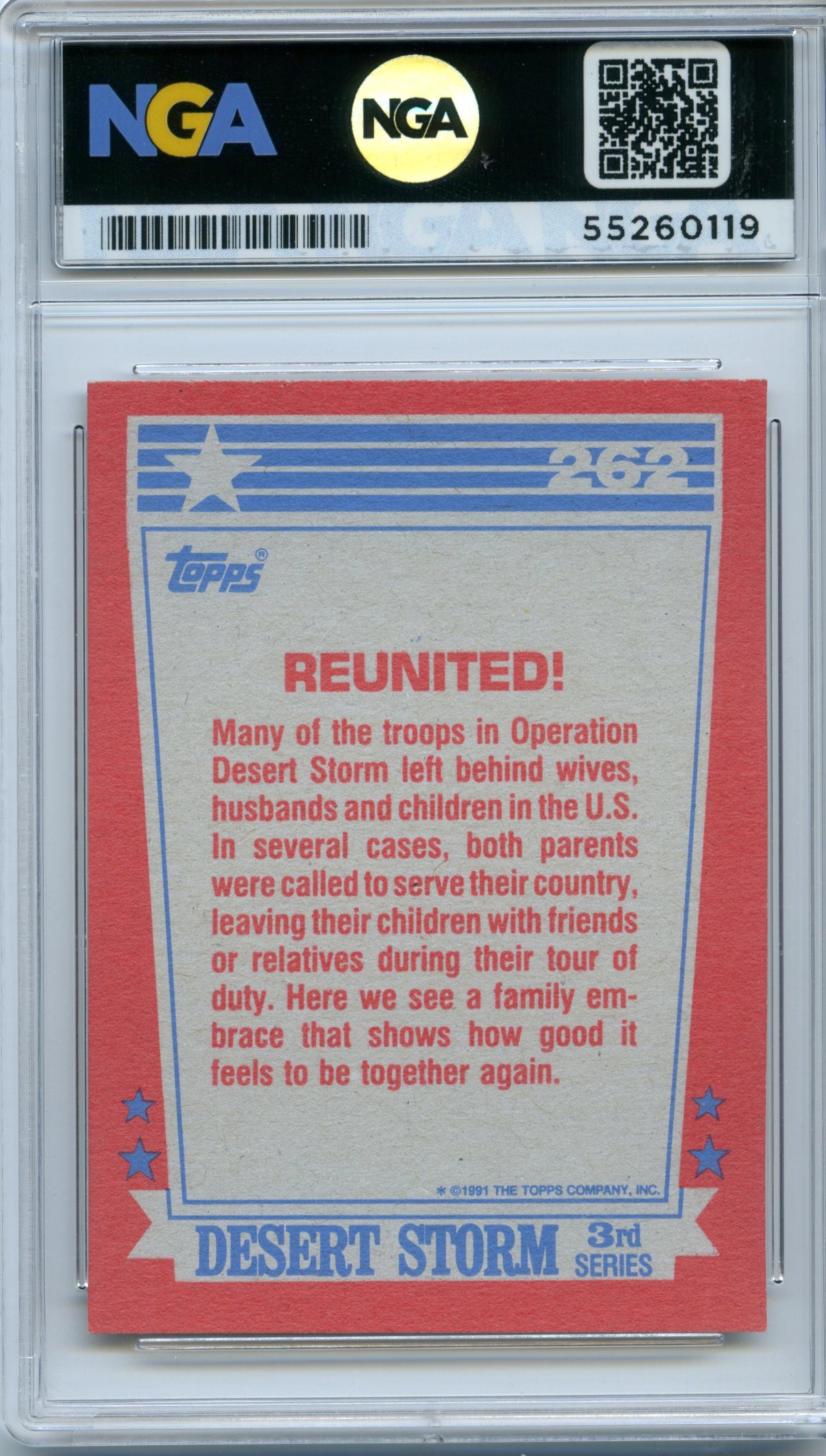 1991 Topps Desert Storm #262 Reunited! NGA 10