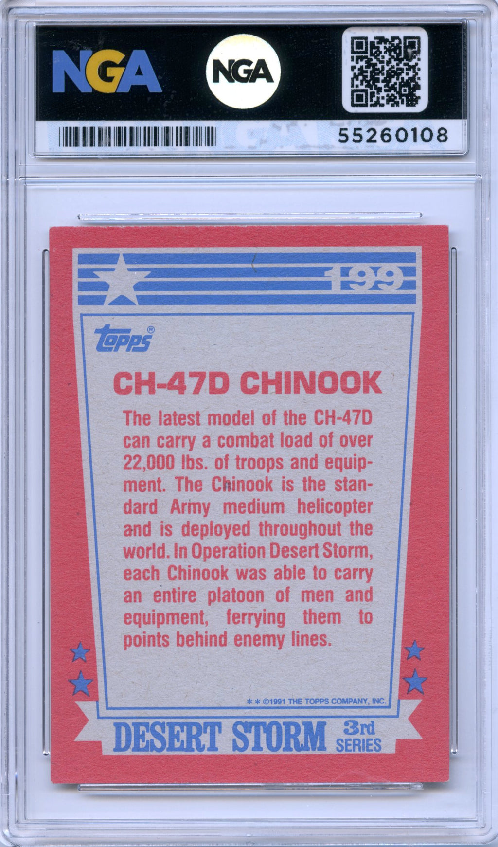 1991 Topps Desert Storm #199 CH-47D Chinook NGA 10