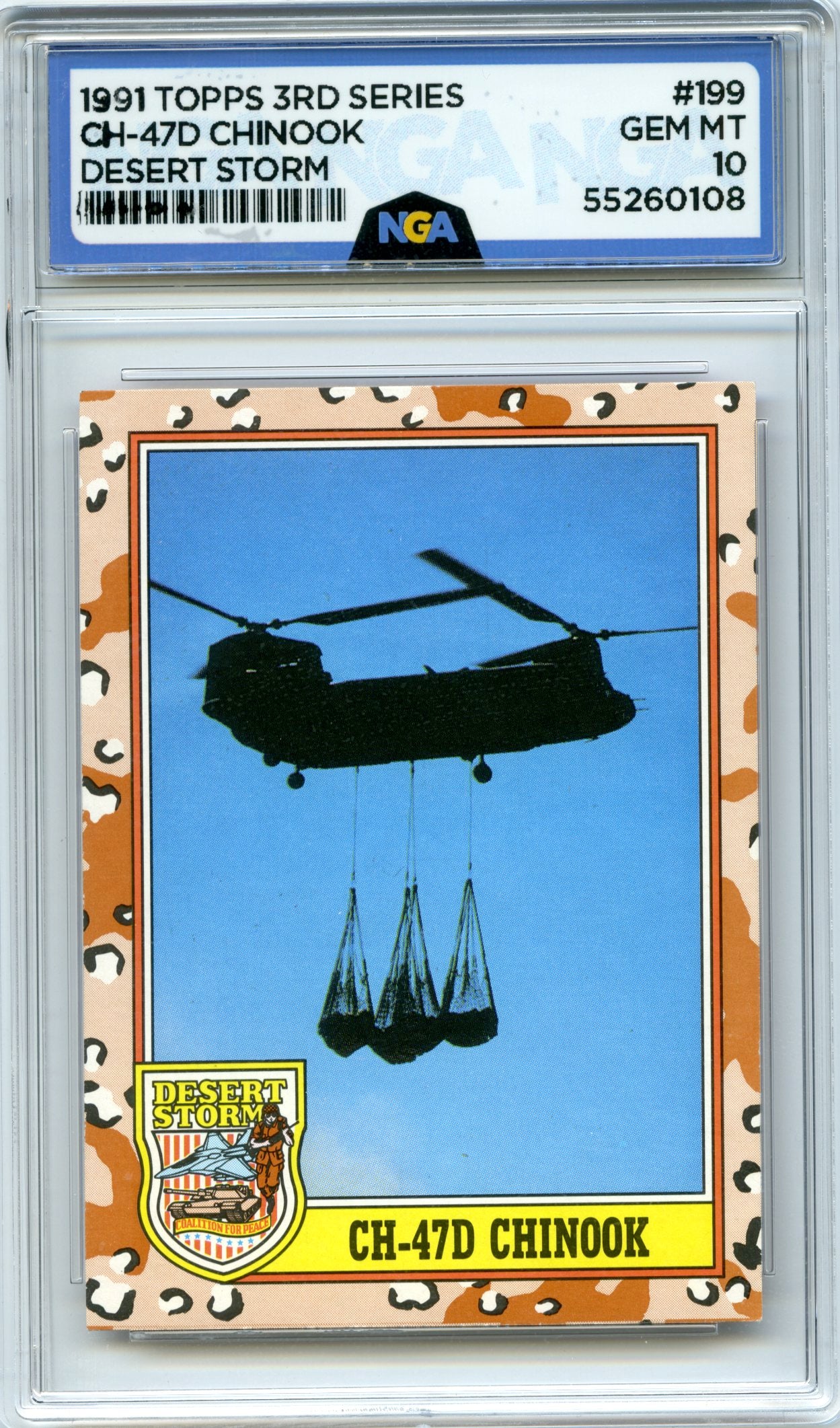 1991 Topps Desert Storm #199 CH-47D Chinook NGA 10