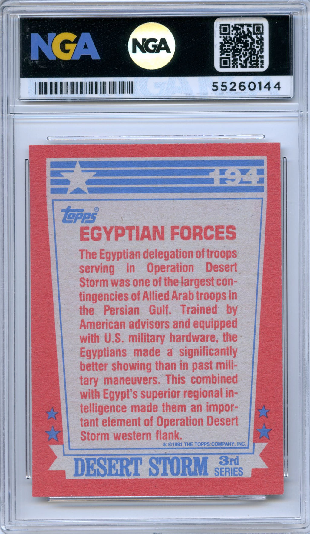 1991 Topps Desert Storm #194 Egyptian Forces NGA 10