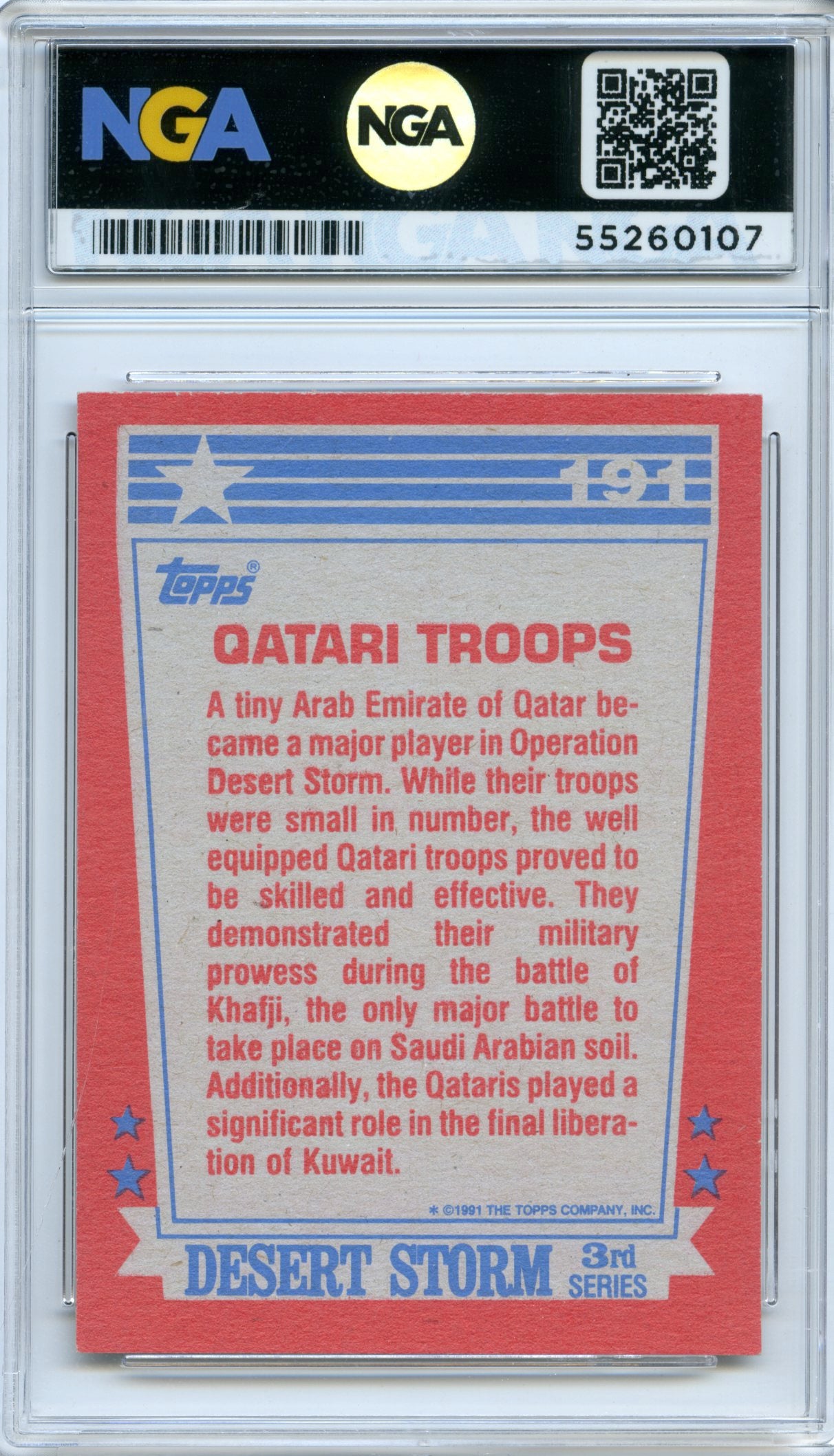 1991 Topps Desert Storm #191 Qatari Troops NGA 10