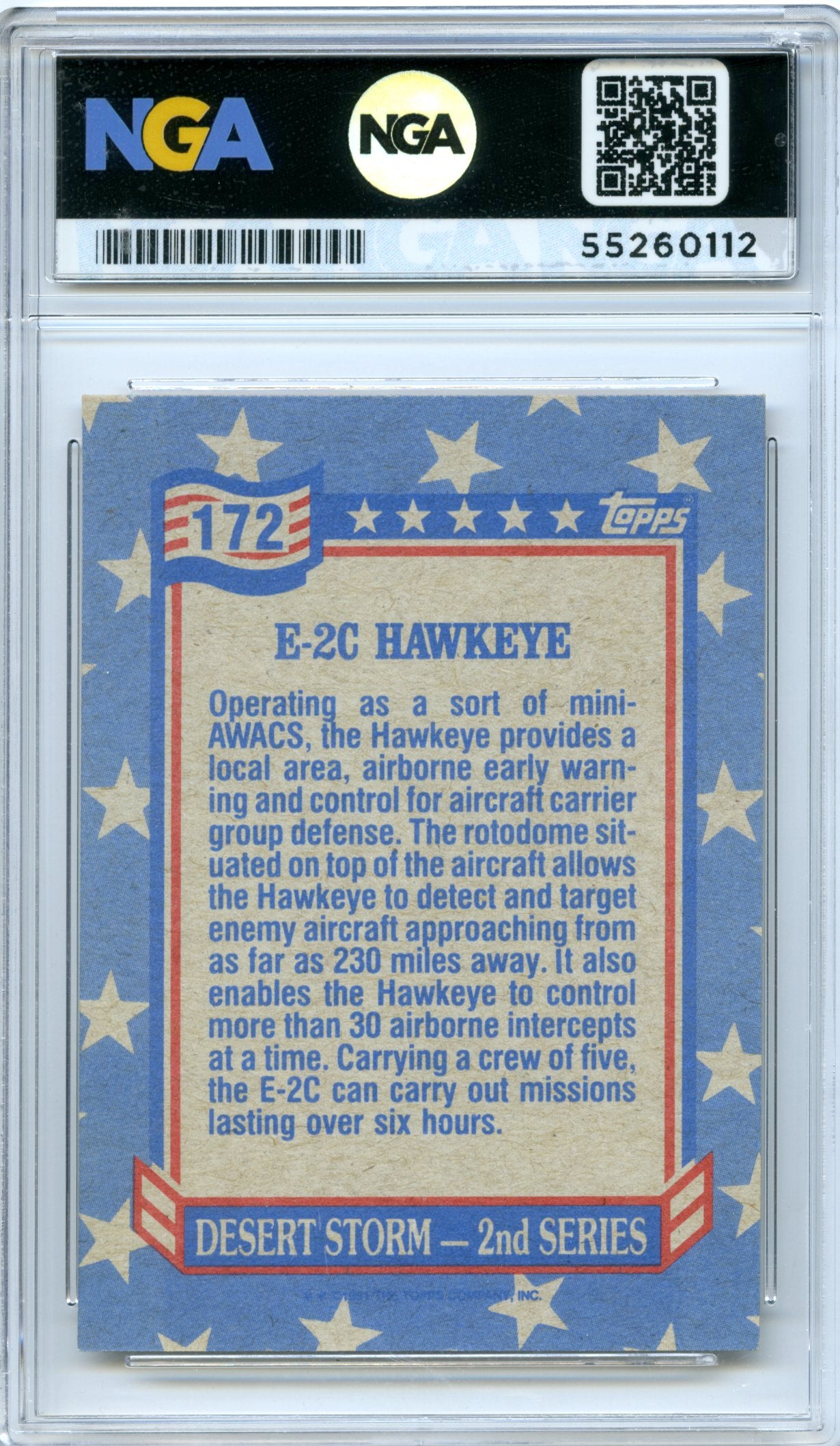 1991 Topps Desert Storm #172 E-2C Hawkeye NGA 10