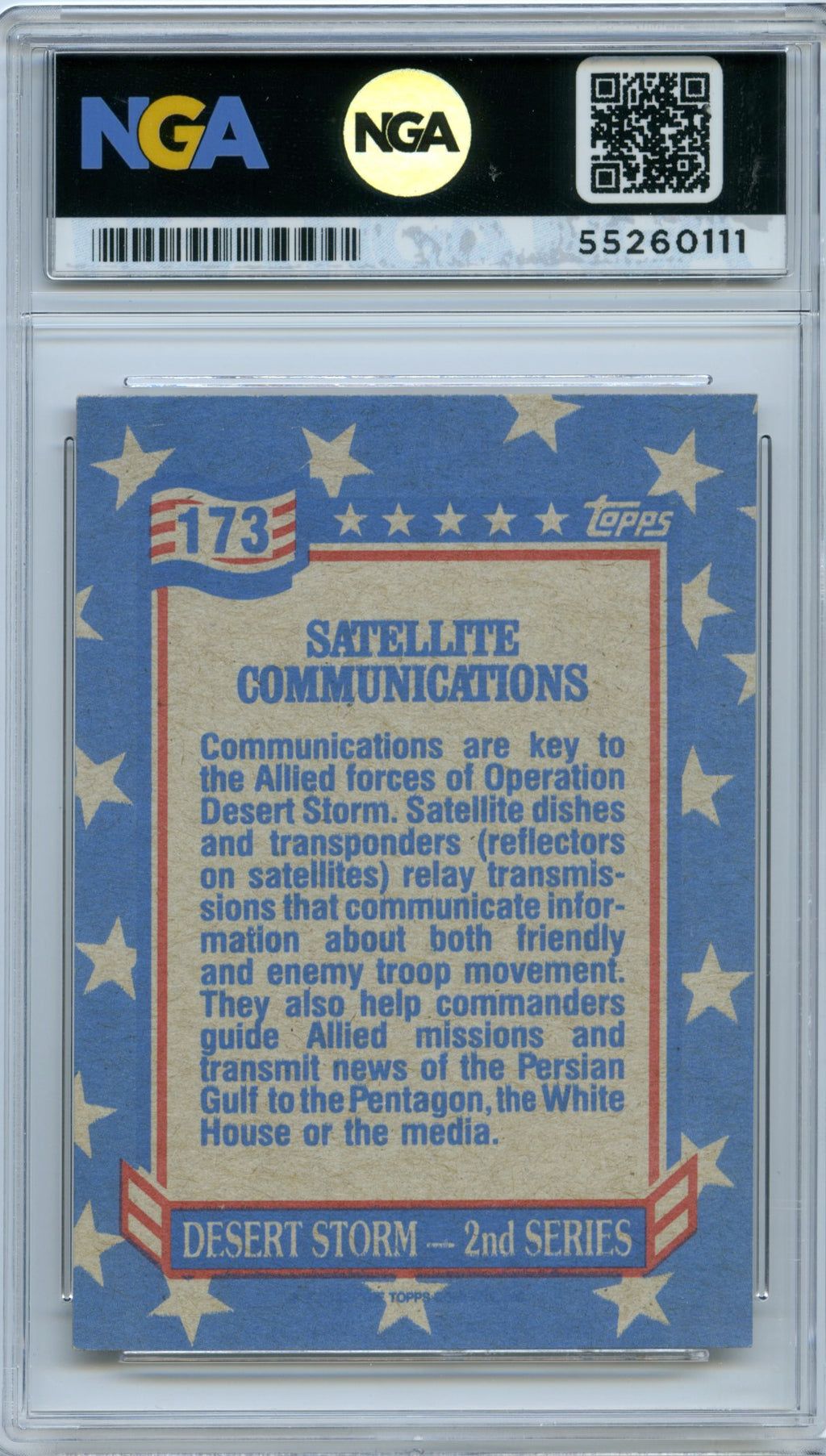 1991 Topps Desert Storm #173 Satellite Communications NGA 10
