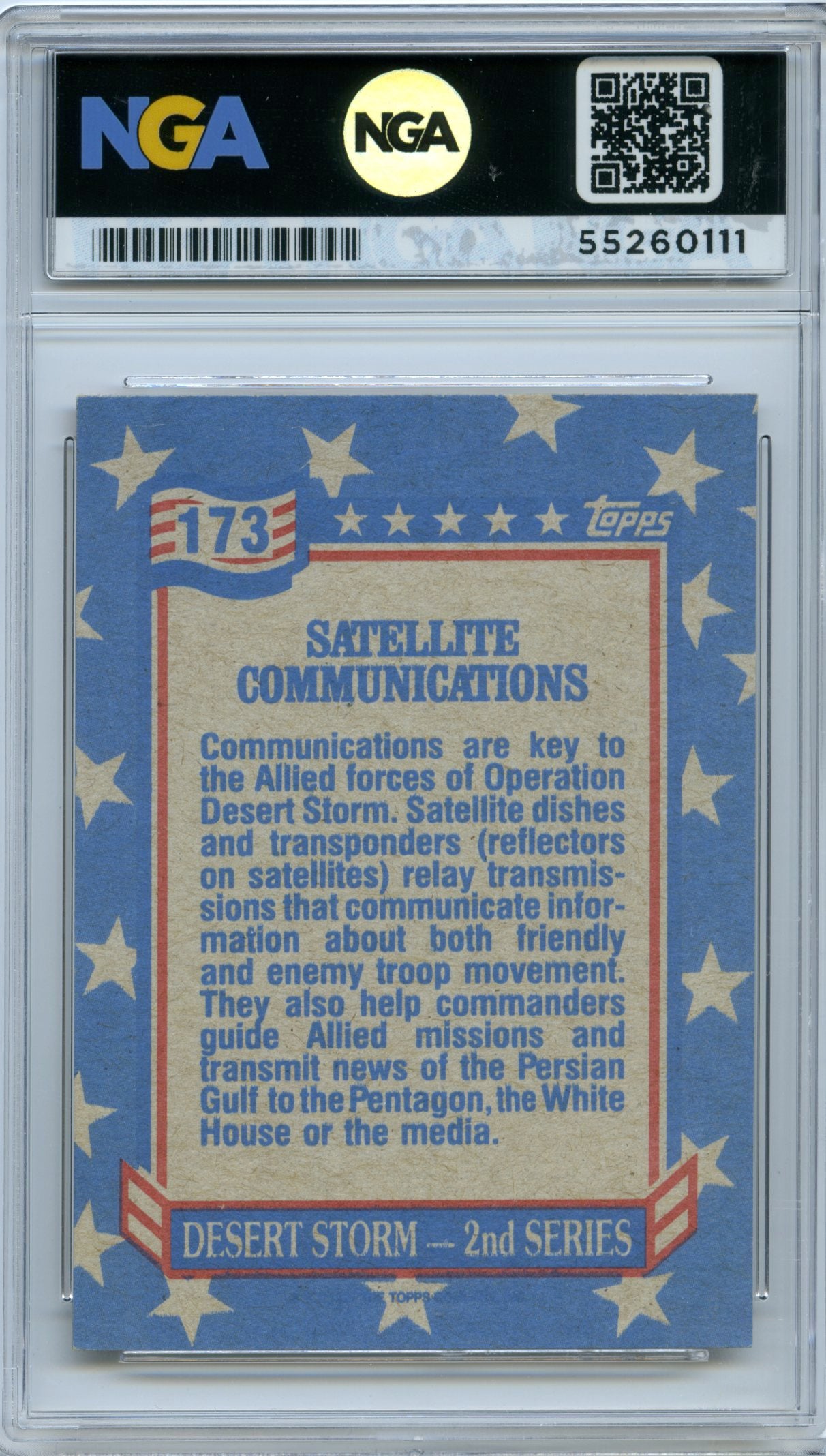 1991 Topps Desert Storm #173 Satellite Communications NGA 10
