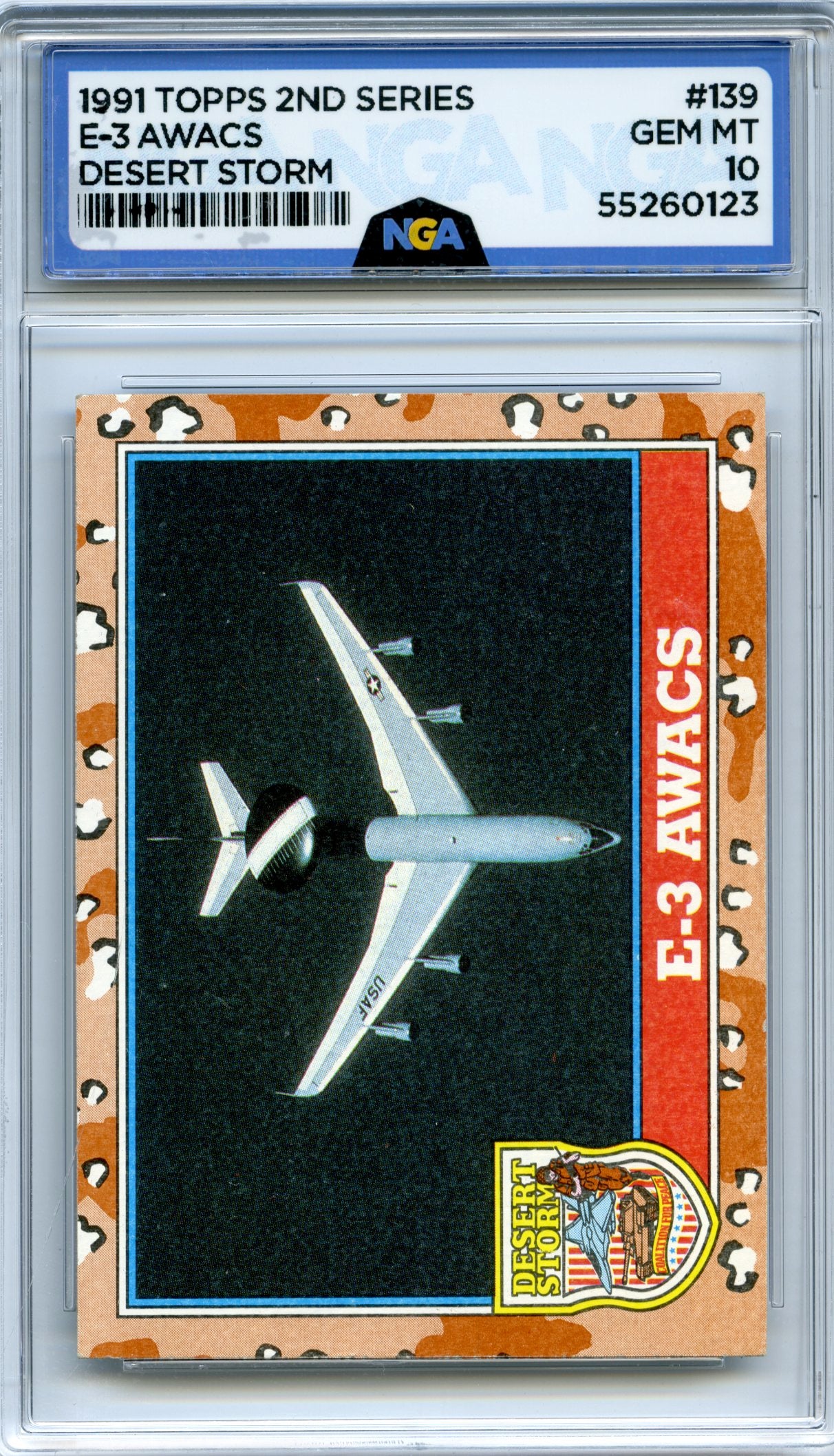 1991 Topps Desert Storm #139 E-3 NGA 10