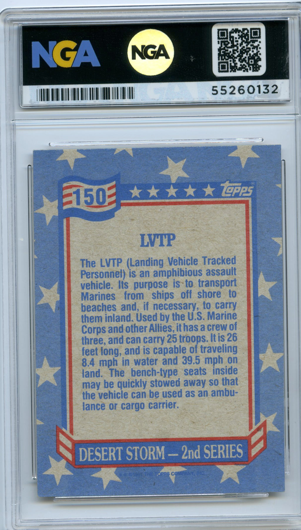 1991 Topps Desert Storm #150 LVTP NGA 10