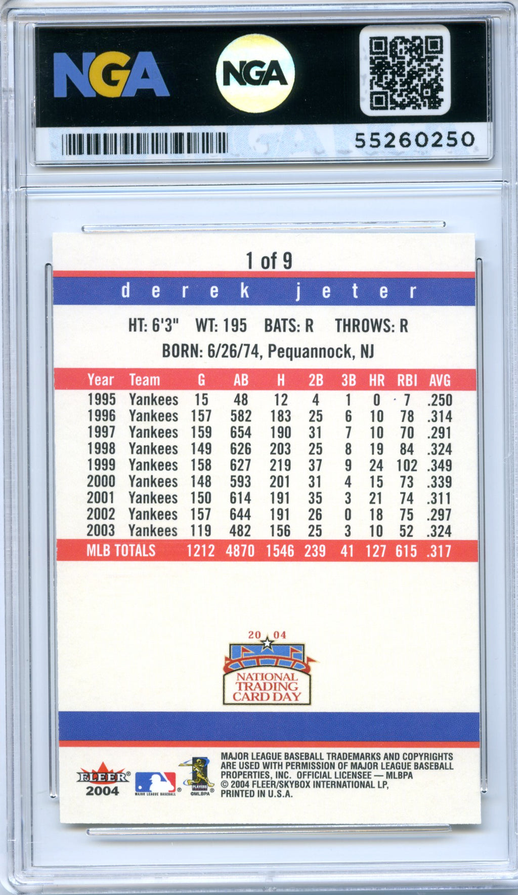 2004 National Trading Card Day #1 Derek Jeter NGA 10