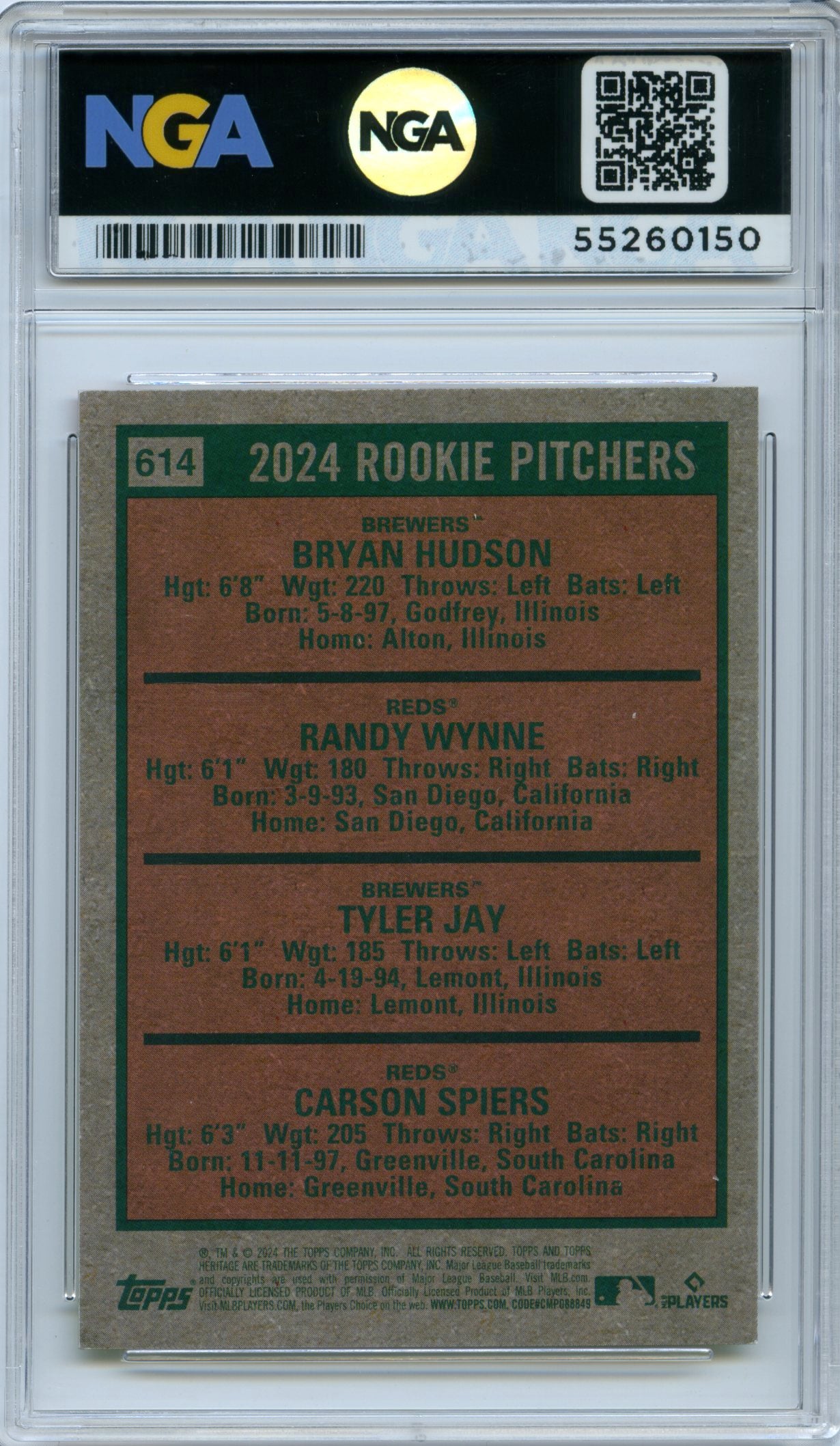2024 Topps Heritage #614 Rookie Pitchers Chrome NGA 10 #/699