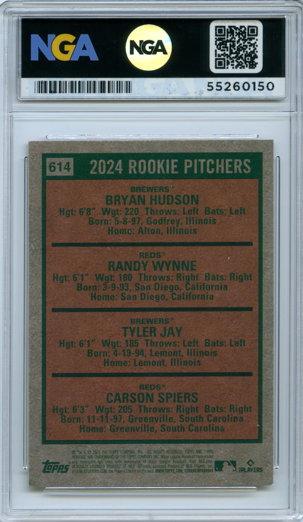 2024 Topps Heritage #614 Rookie Pitchers Chrome NGA 10 #/699