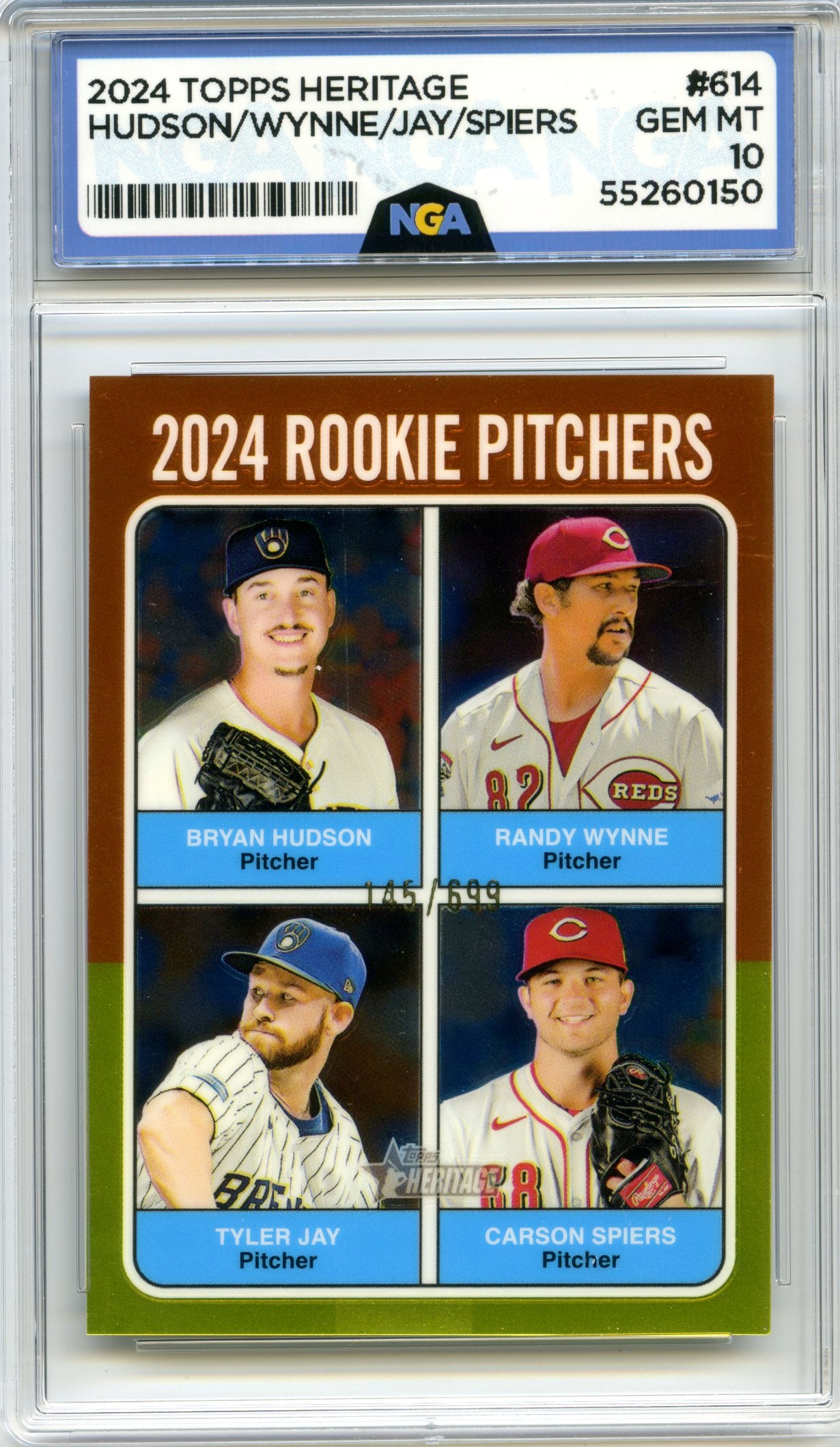 2024 Topps Heritage #614 Rookie Pitchers Chrome NGA 10 #/699