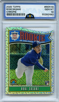 2025 Bowman #ROY-10 Roki Sasaki Rookie of the Year Mega Refractor NGA 10