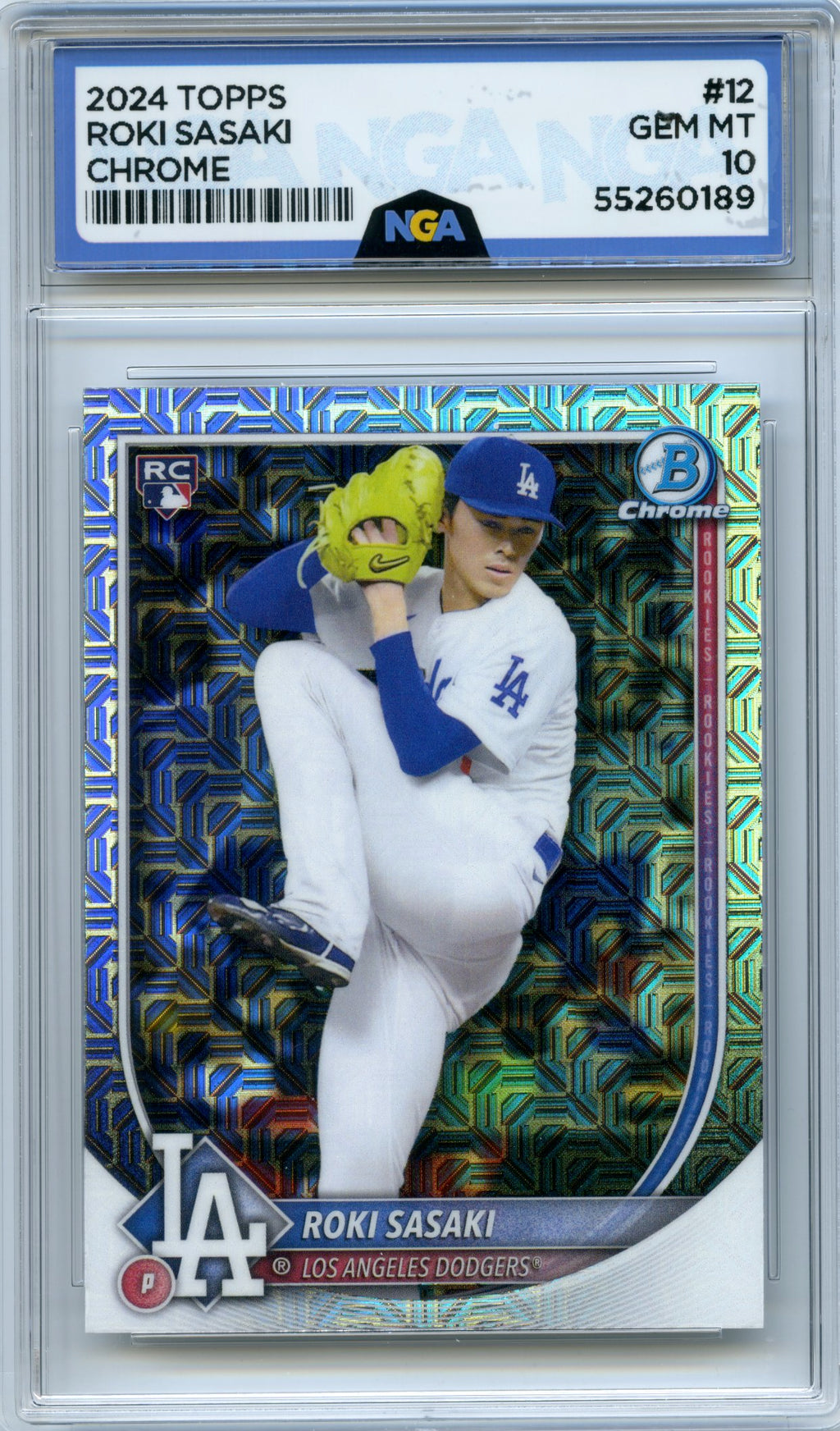 2025 Bowman #12 Roki Sasaki Bowman Chrome Red Rookie Logo NGA 10