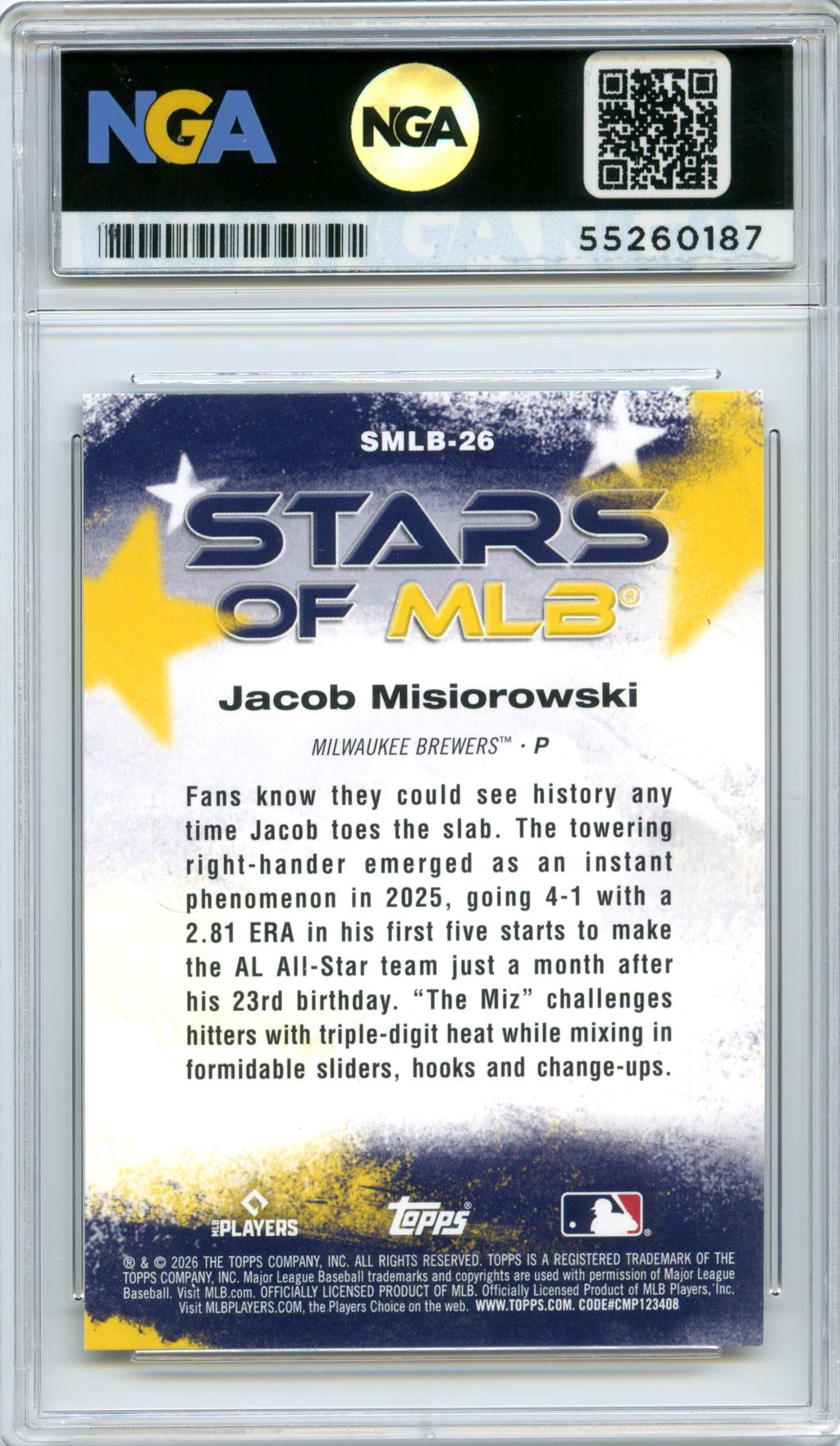 2026 Topps #SMLB-26 Jacob Misiorowski Stars of MLB NGA 10