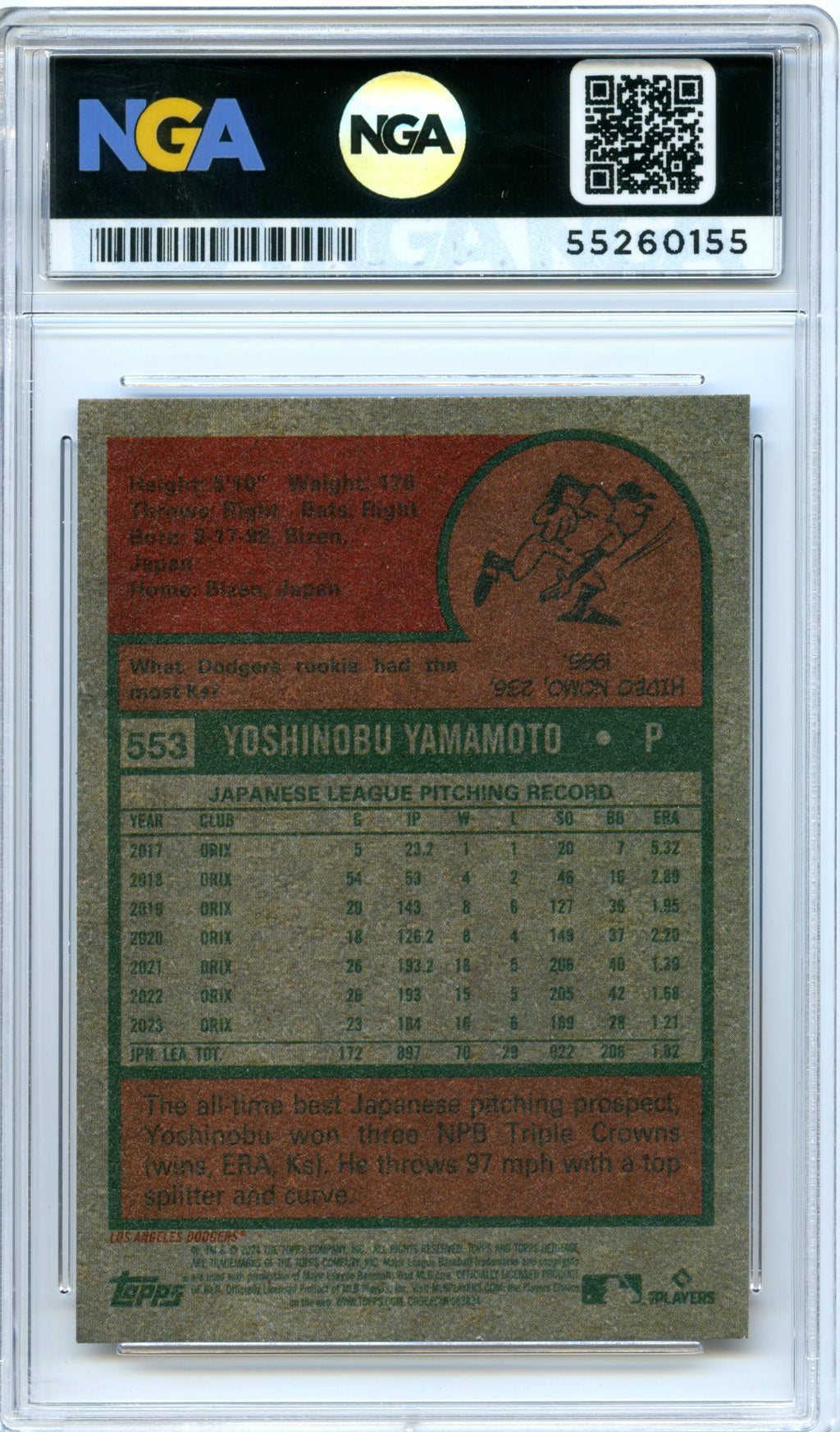 2024 Topps Heritage #553 Yoshinobu Yamamoto NGA 10
