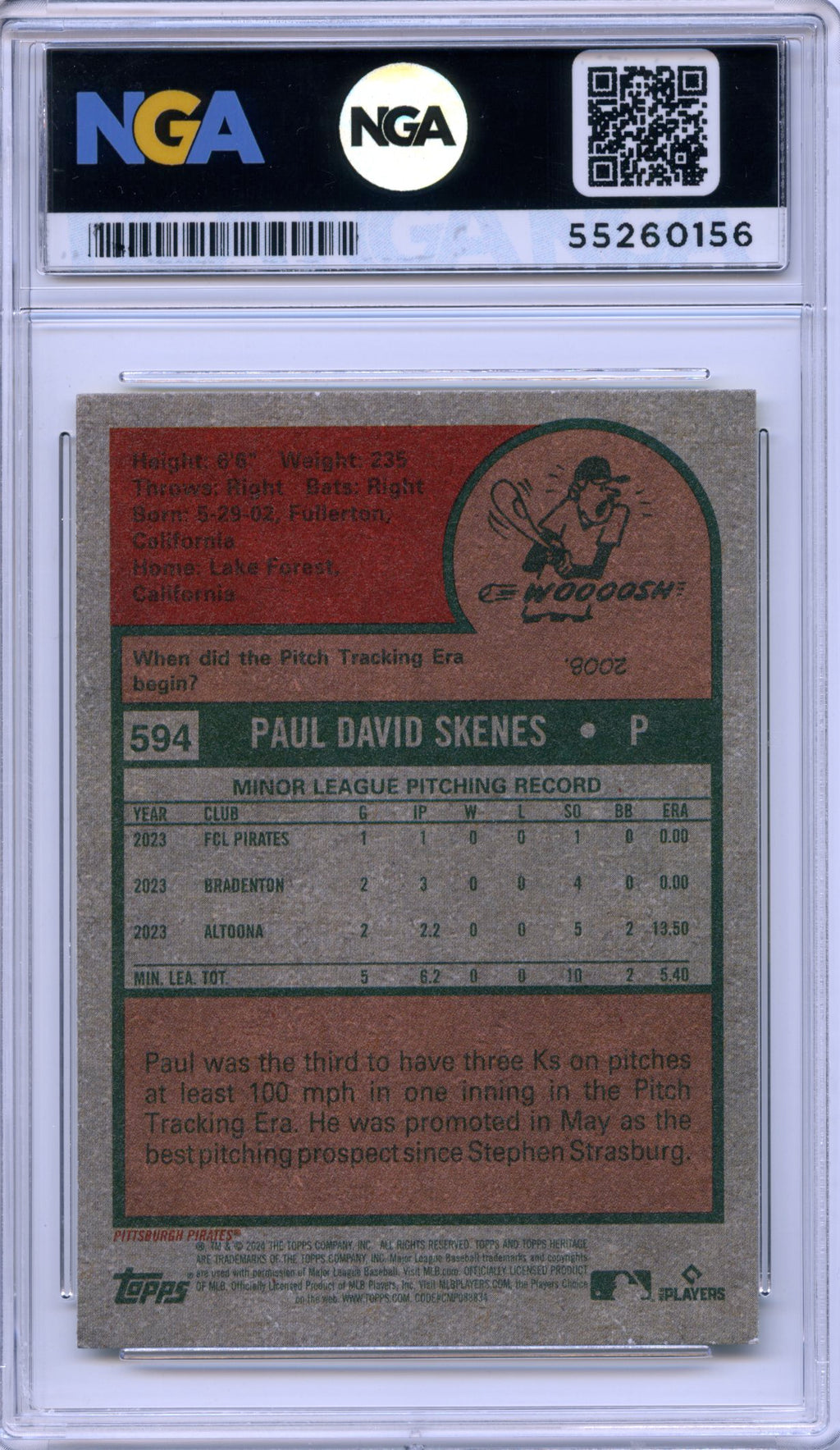 2024 Topps Heritage #594 Paul Skenes NGA 10