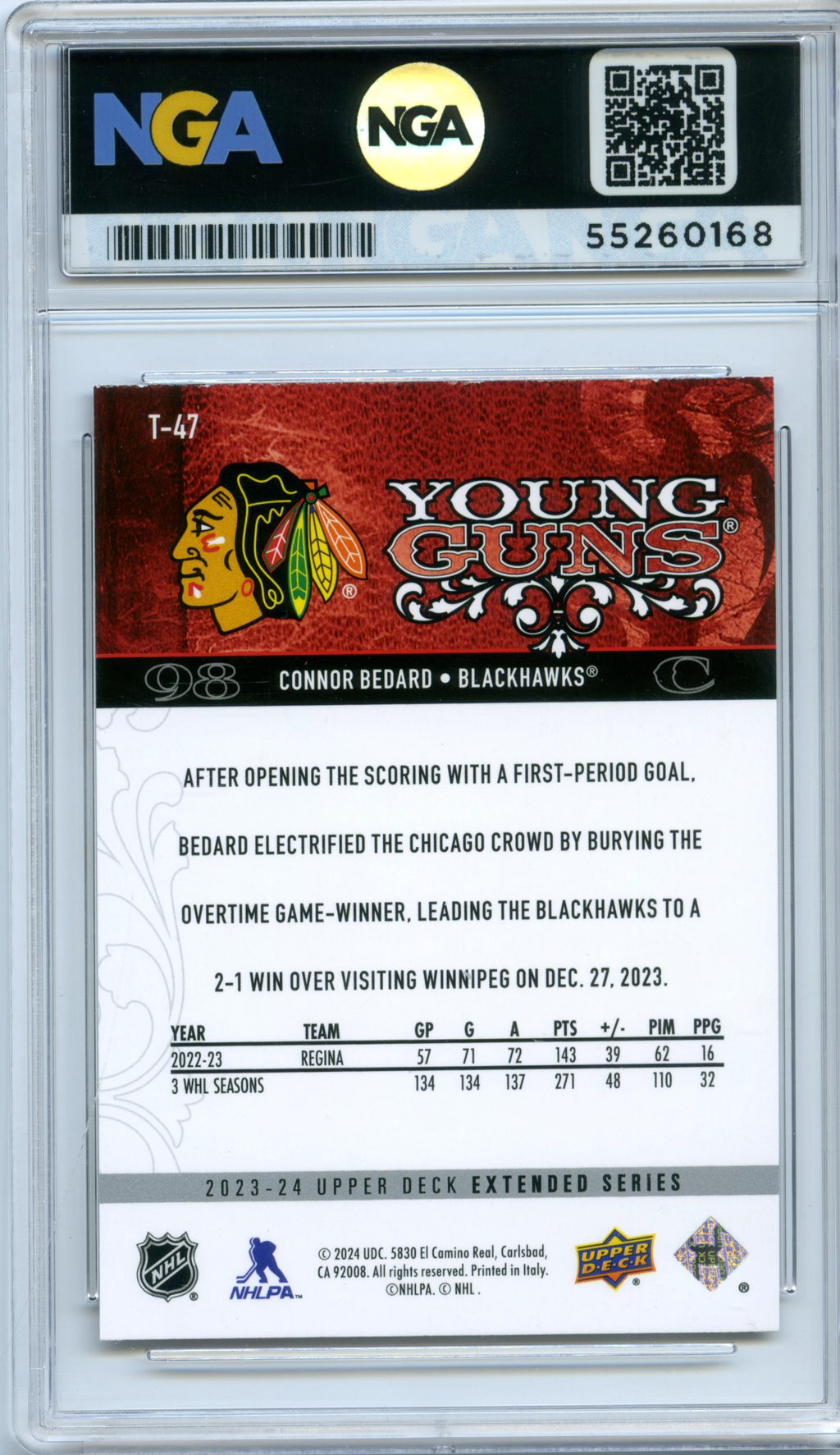 2023-24 Upper Deck #T-47 Connor Bedard NGA